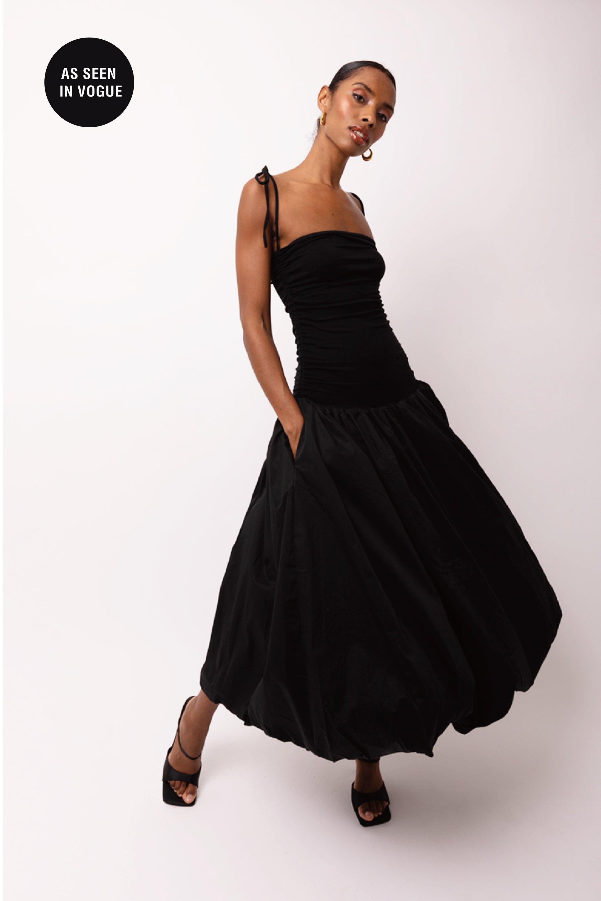 knee length dresses for ladies Alexa Milk Puffball Dress-2750