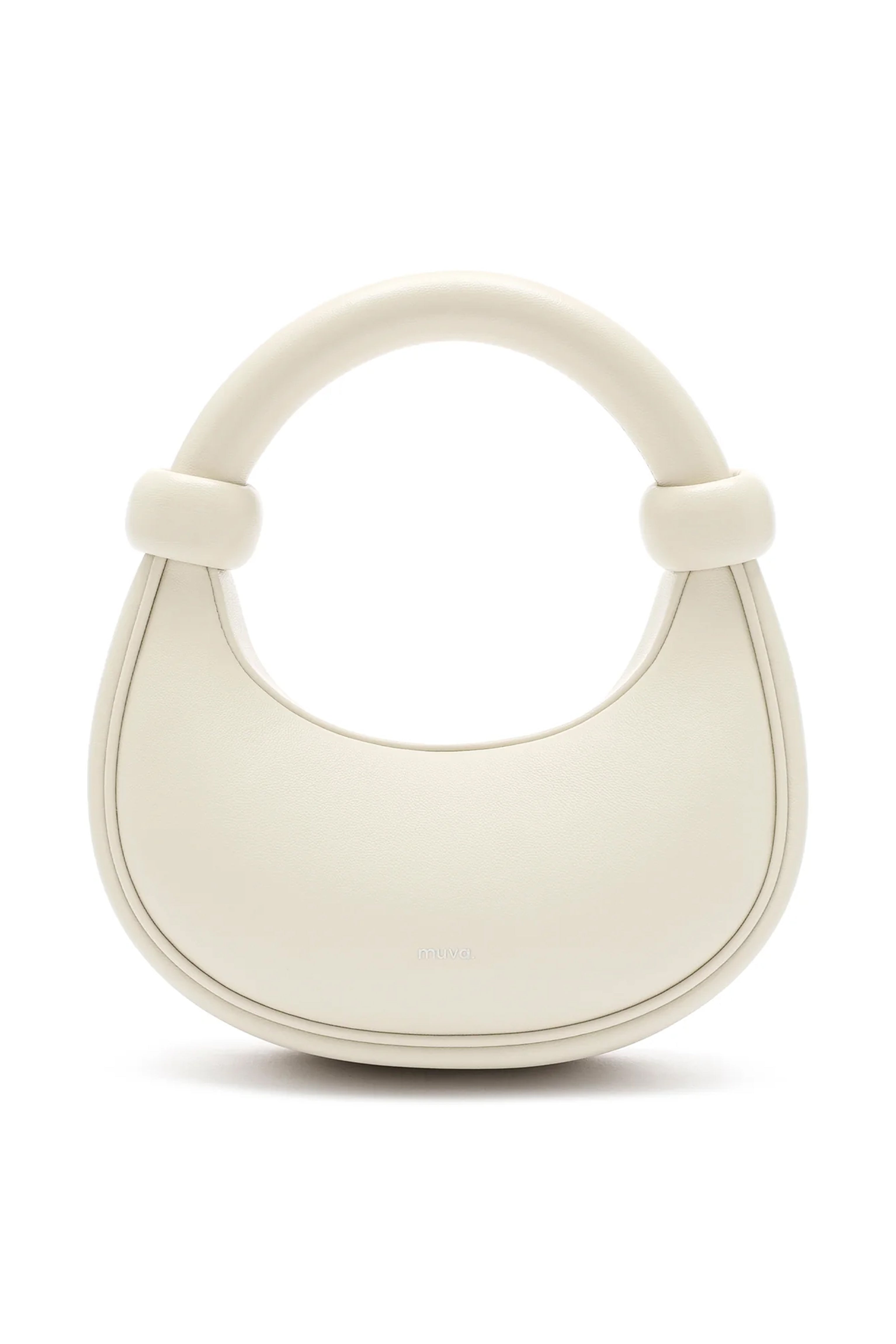 Kyoto White Leather Crossbody Crescent Bag