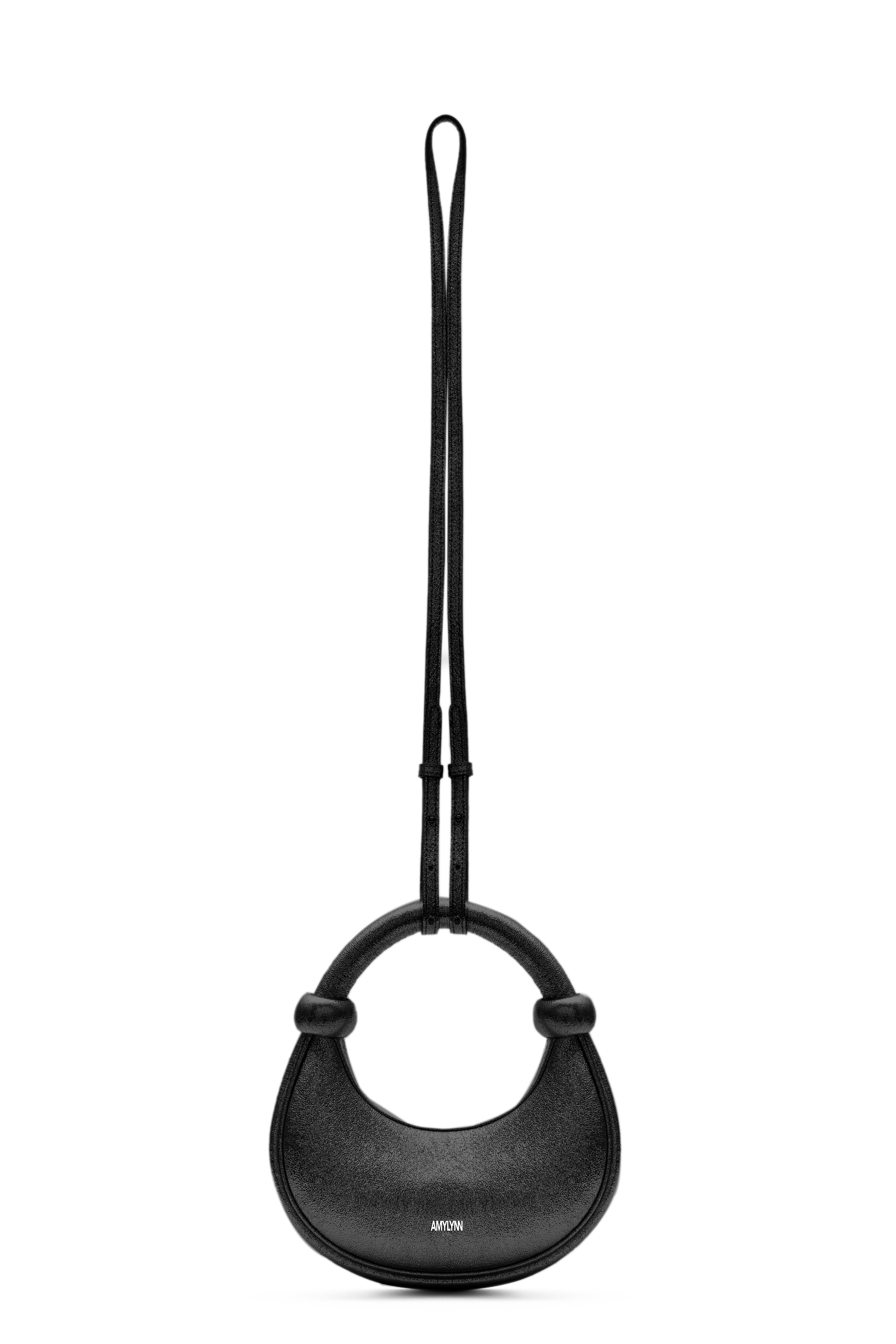 Kyoto Black Sparkle Leather Crossbody Crescent Bag