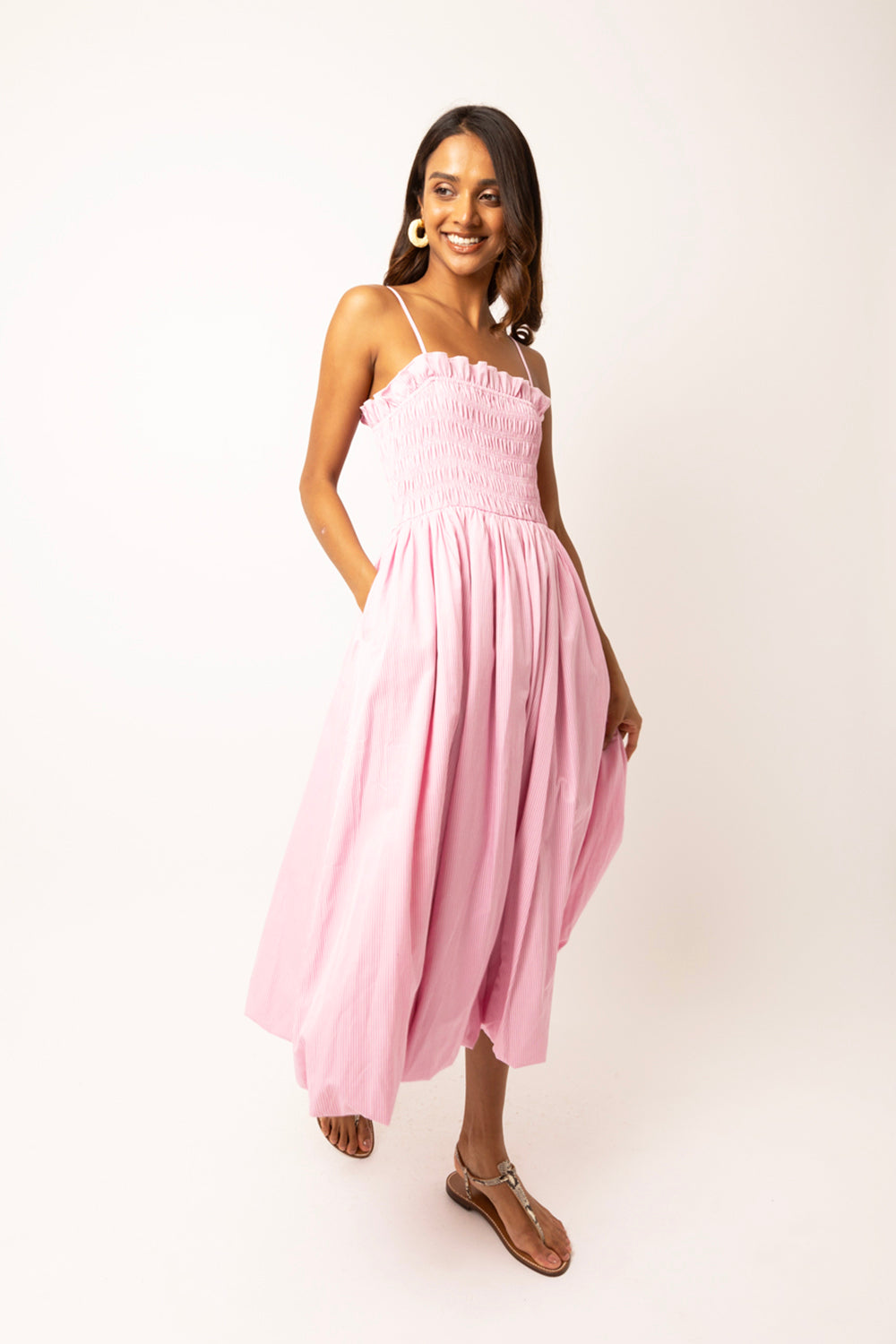 Polly Pure Cotton Pink Stripe Puffball Dress