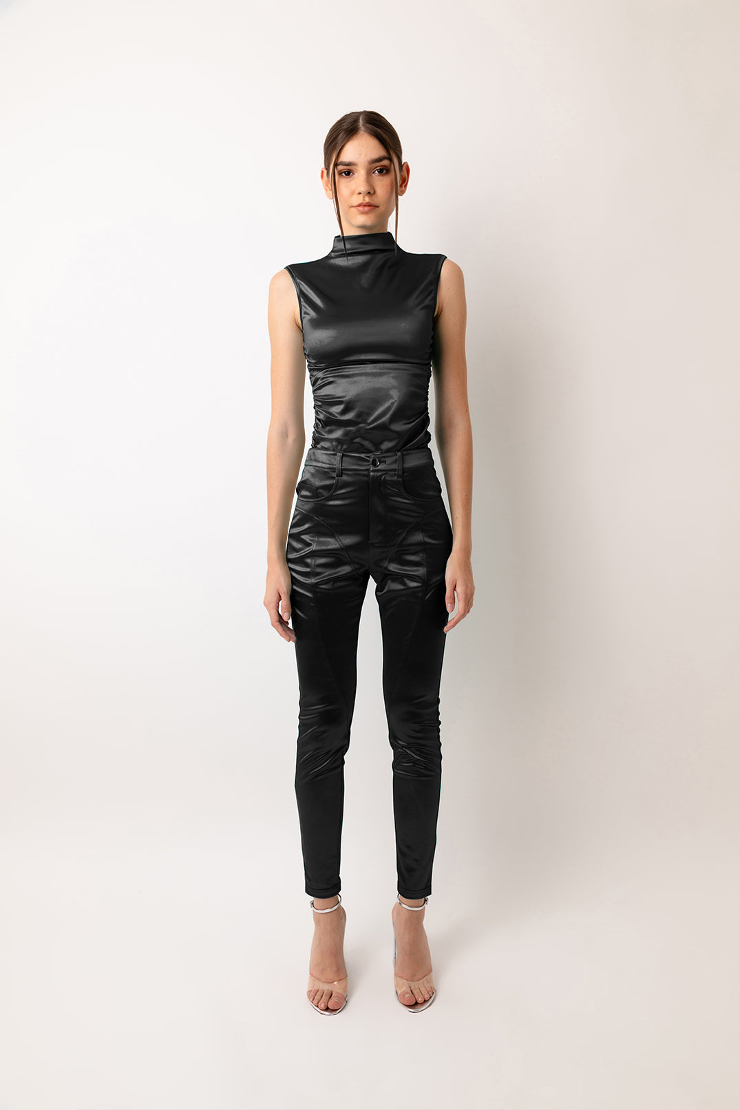 Elvis Black Stretch Disco Slim-fit Trousers | AMYLYNN