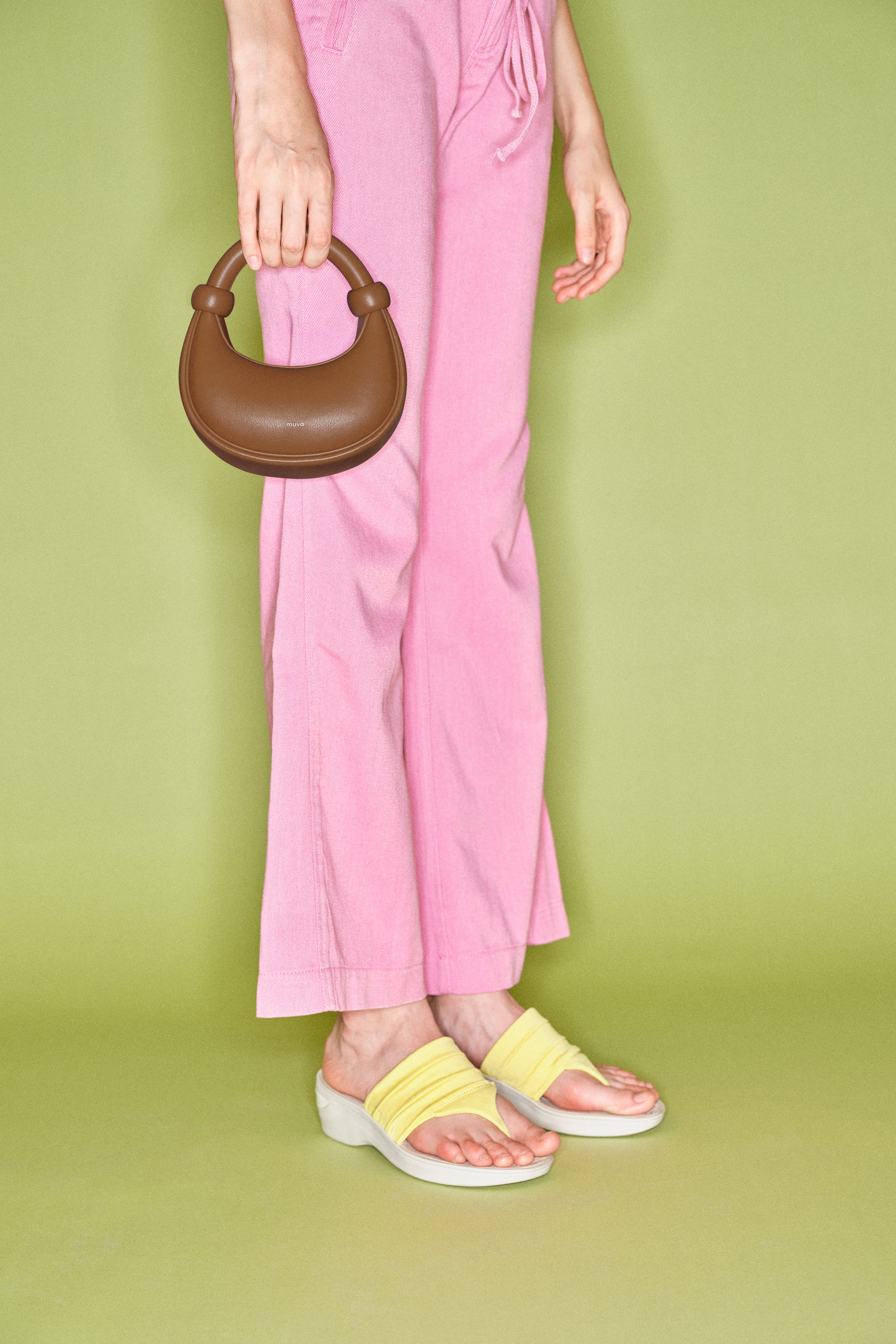 Kyoto Brown Leather Crossbody Crescent Bag