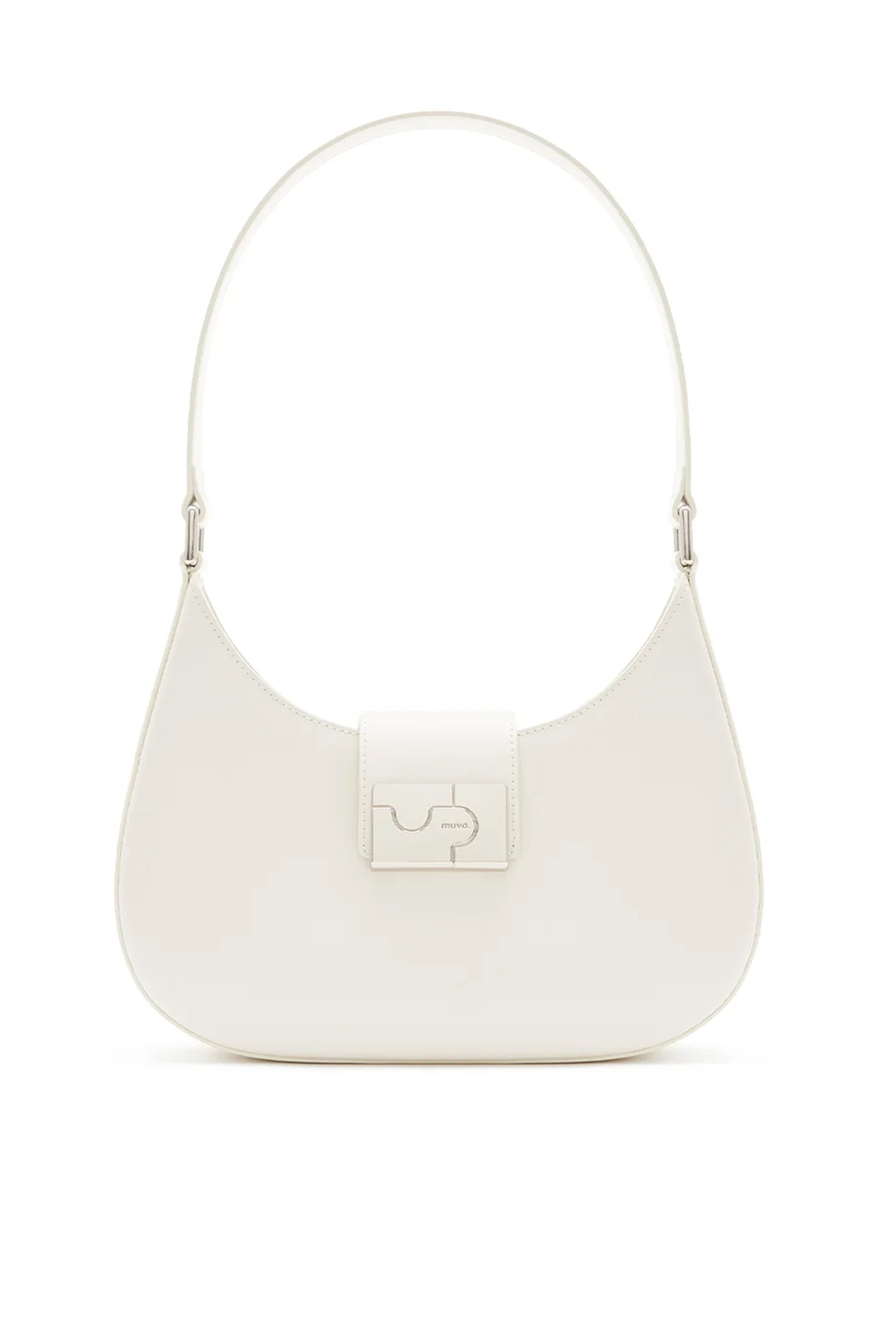 Albany White Leather Shoulder Bag