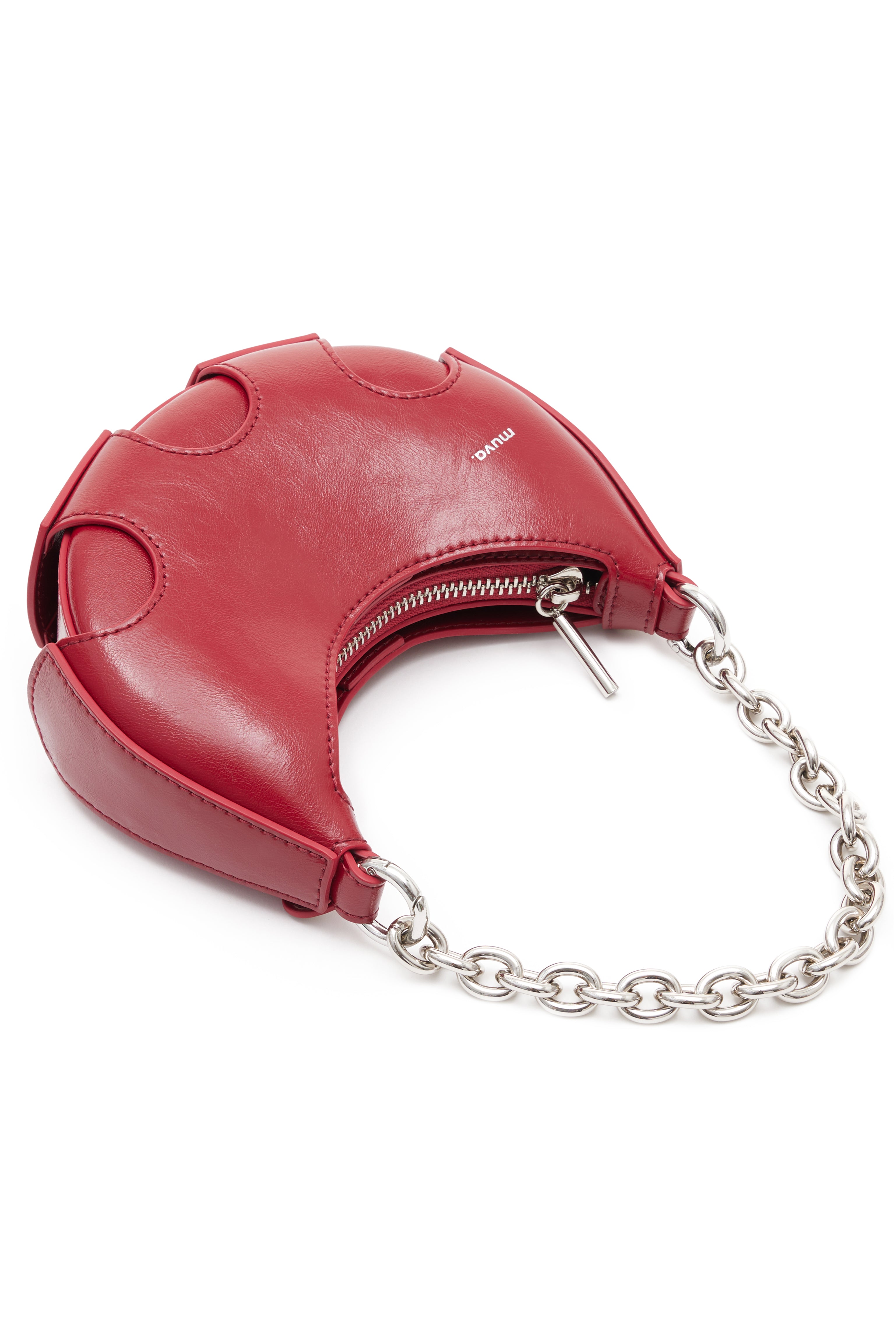 Reno Red Leather Handheld Crescent Mini Bag
