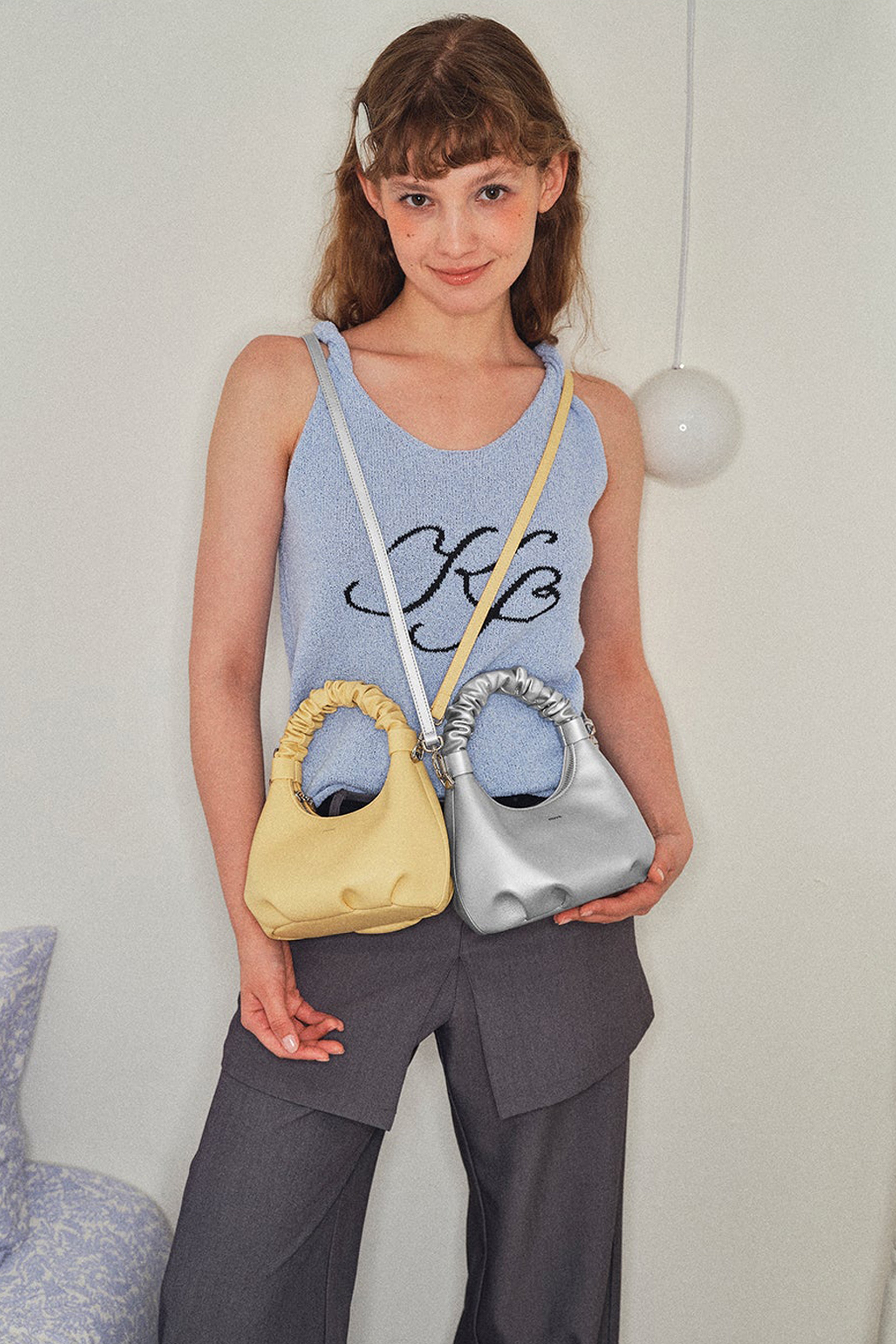 Verona Silver Ruched Bag