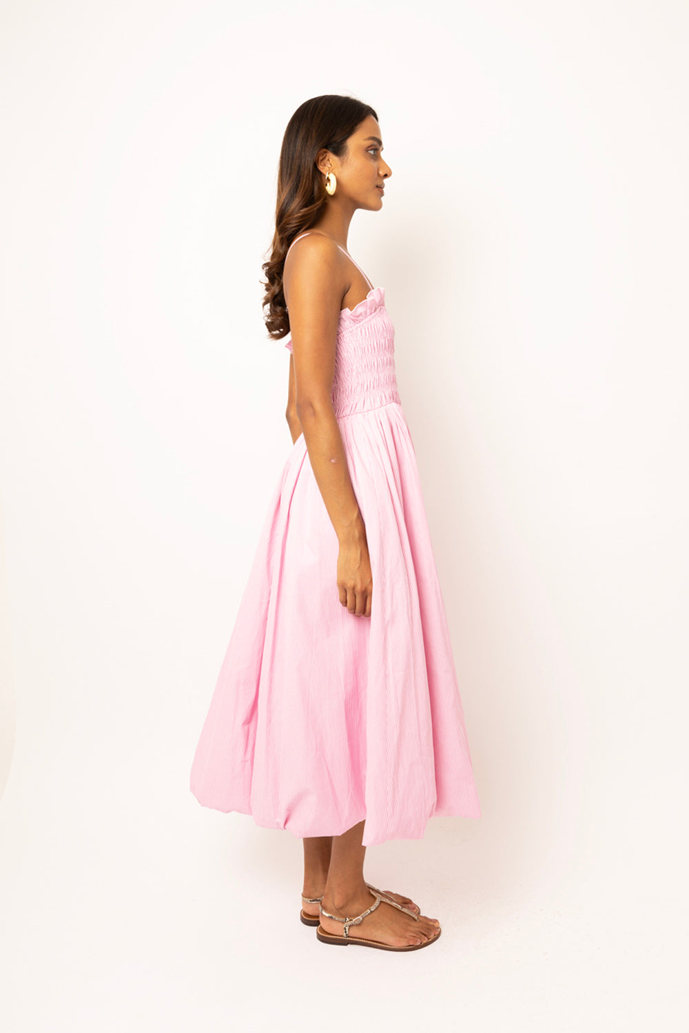 Polly Pure Cotton Pink Stripe Puffball Dress