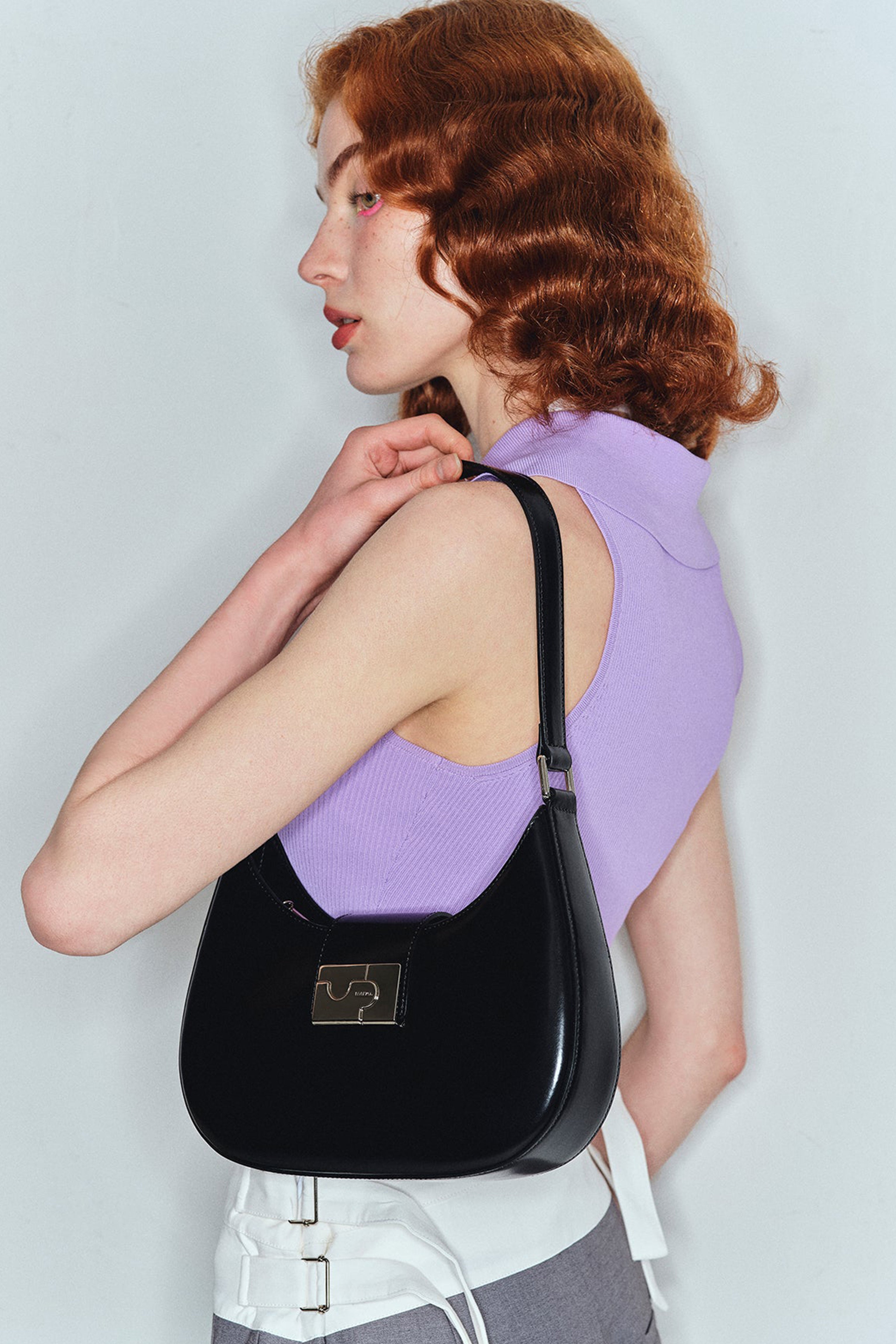 Albany Black Leather Shoulder Bag