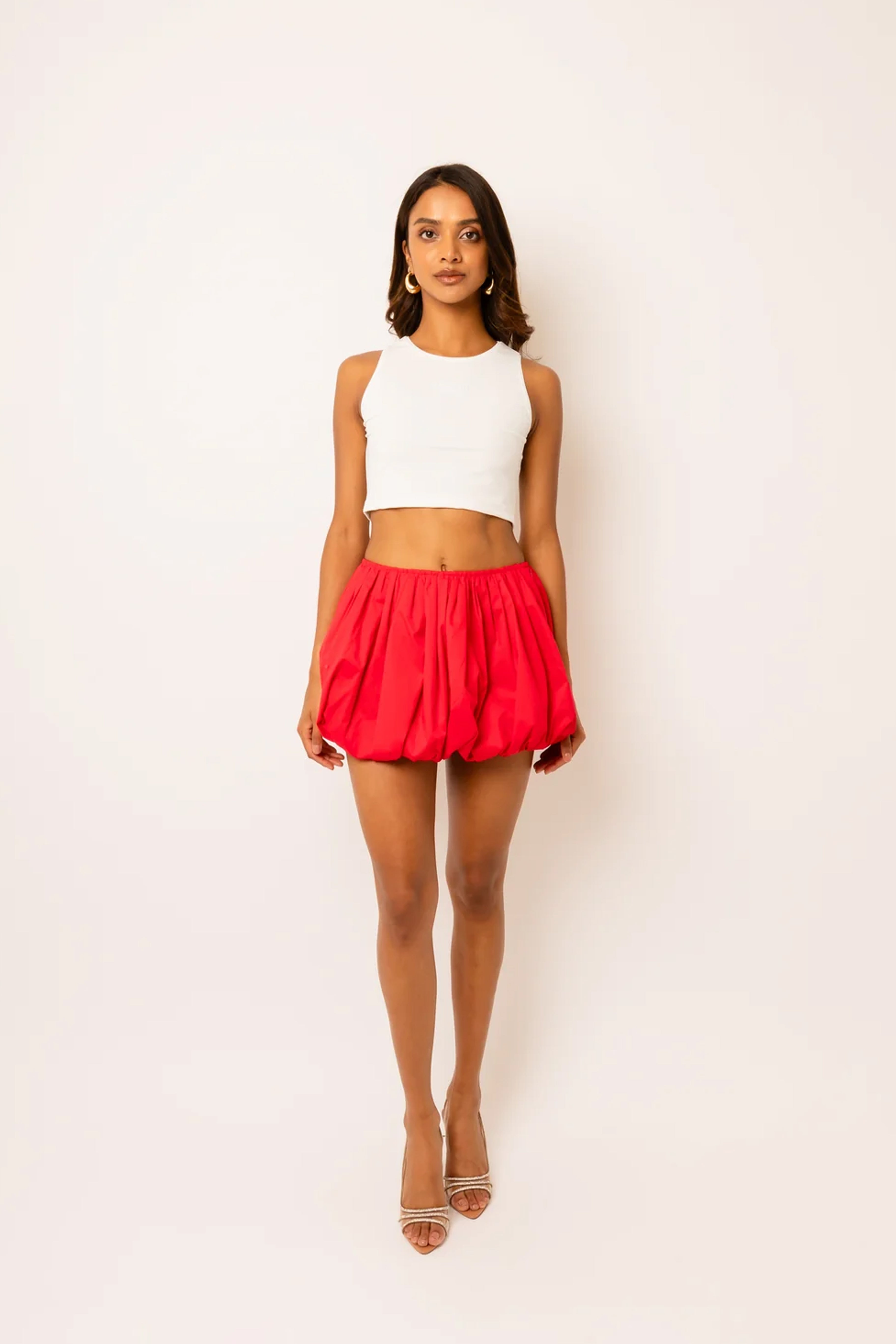 Claudia Pure Cotton Cherry Red Ultra Mini Puffball Skirt