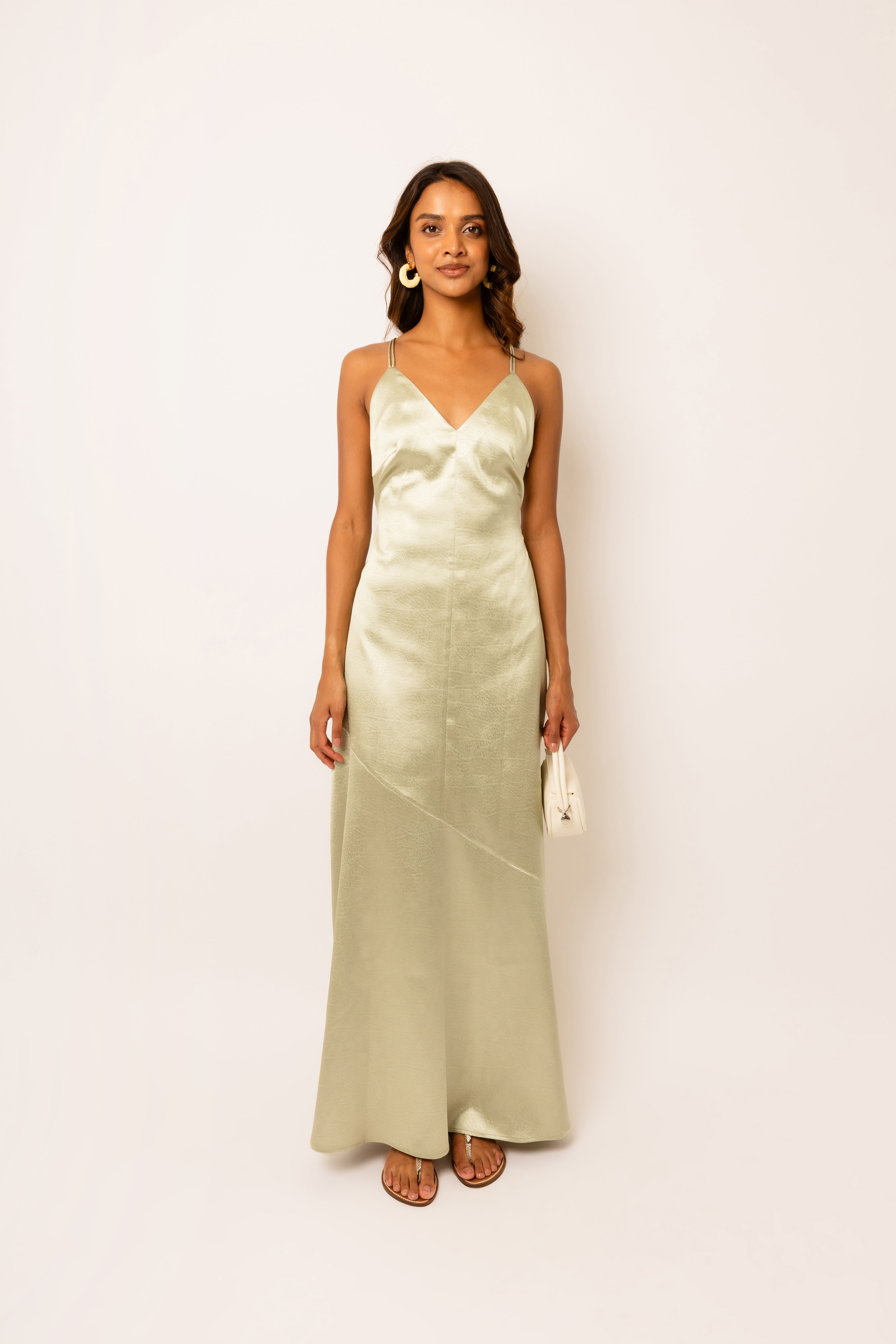 Leonie Mint Satin Maxi Dress