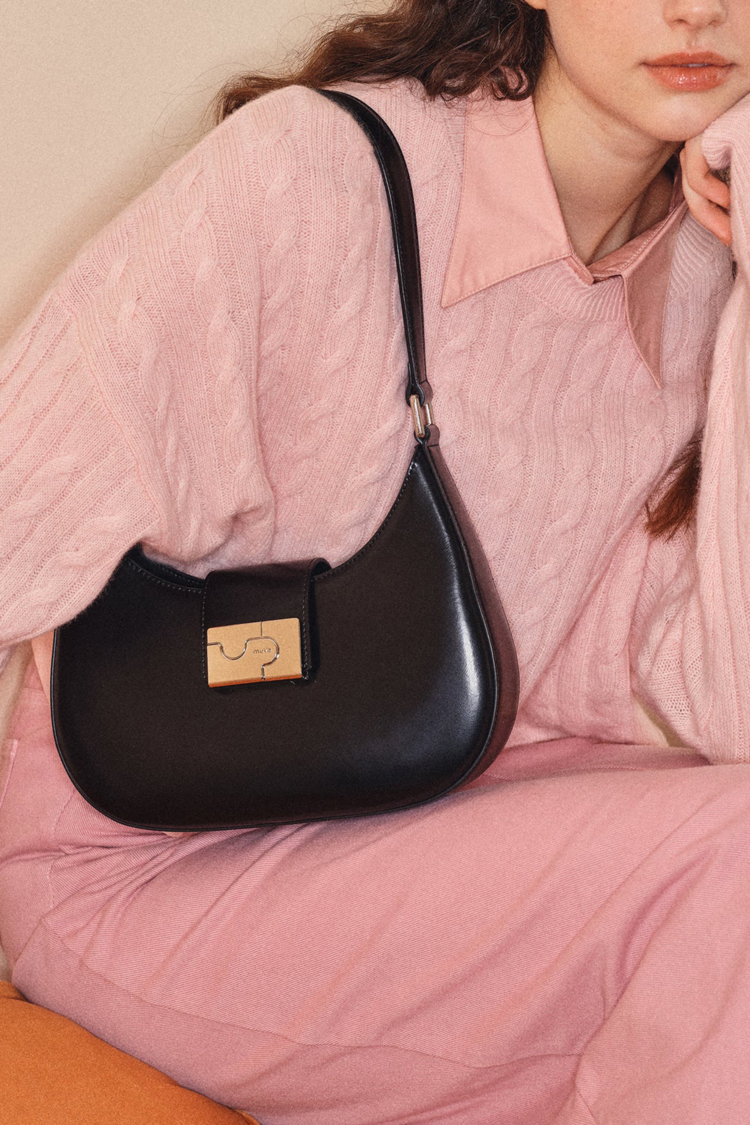 Albany Black Leather Shoulder Bag