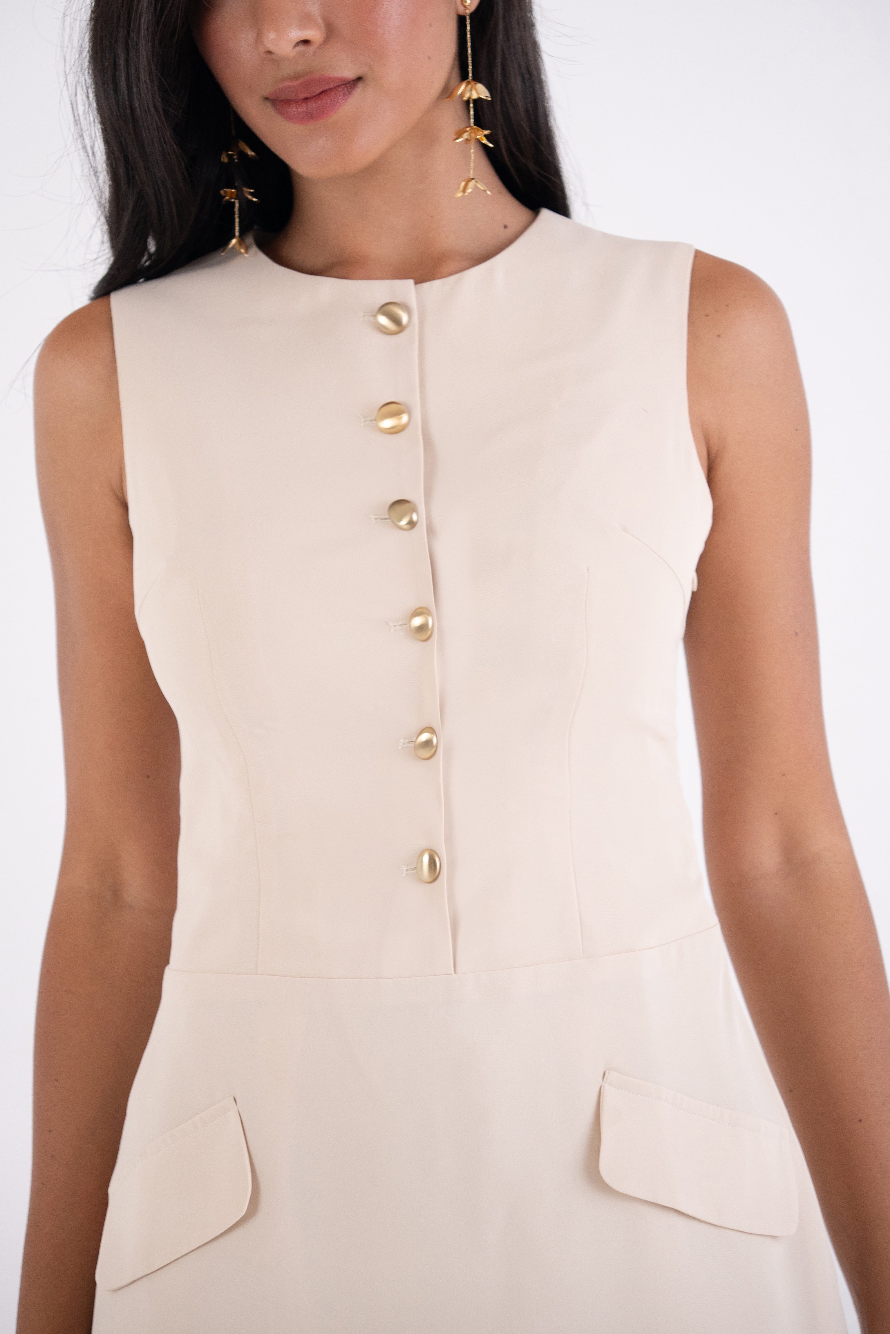 Rita Beige Aline Dress