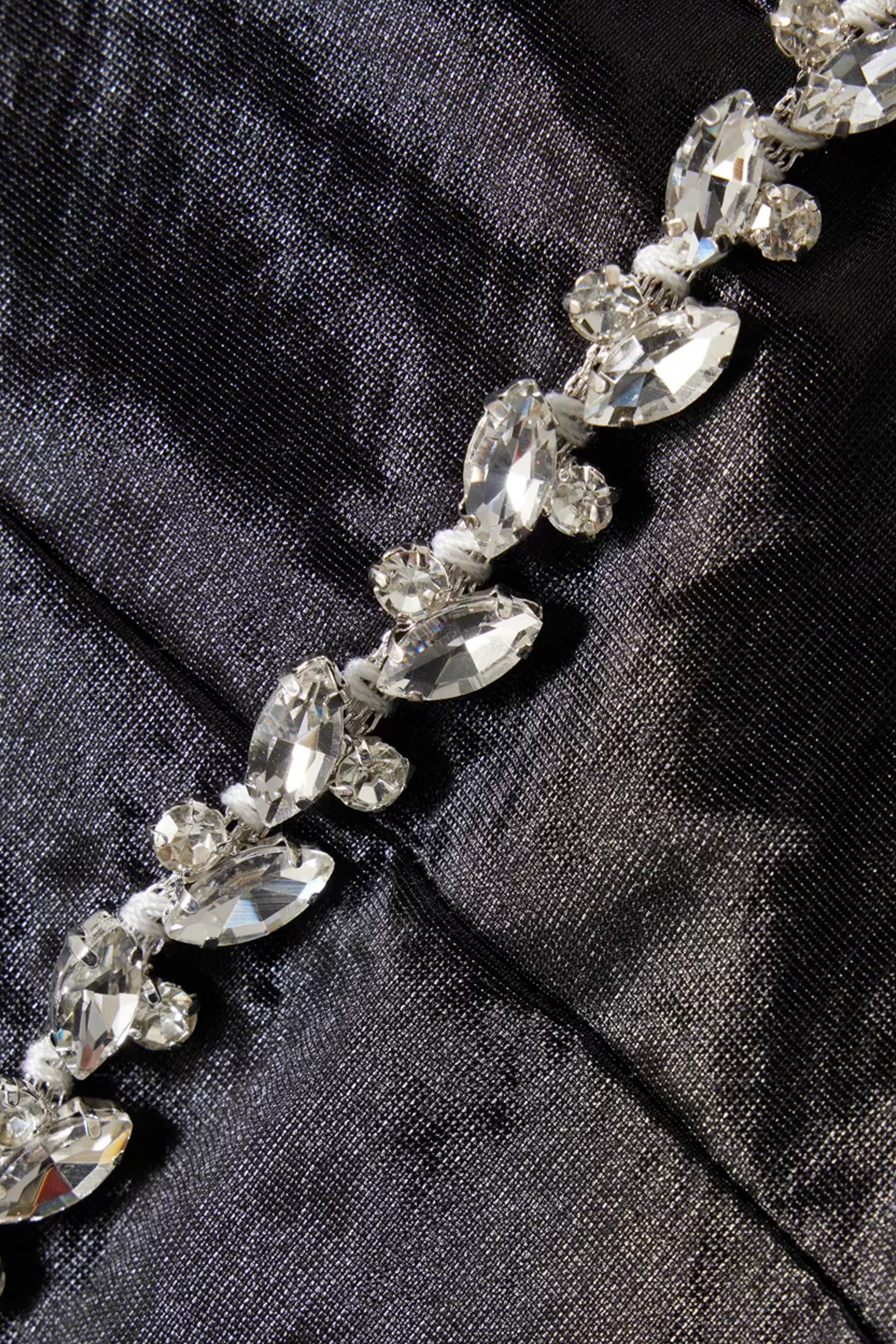 Cheryl Black Embellished Satin Crepe Dress