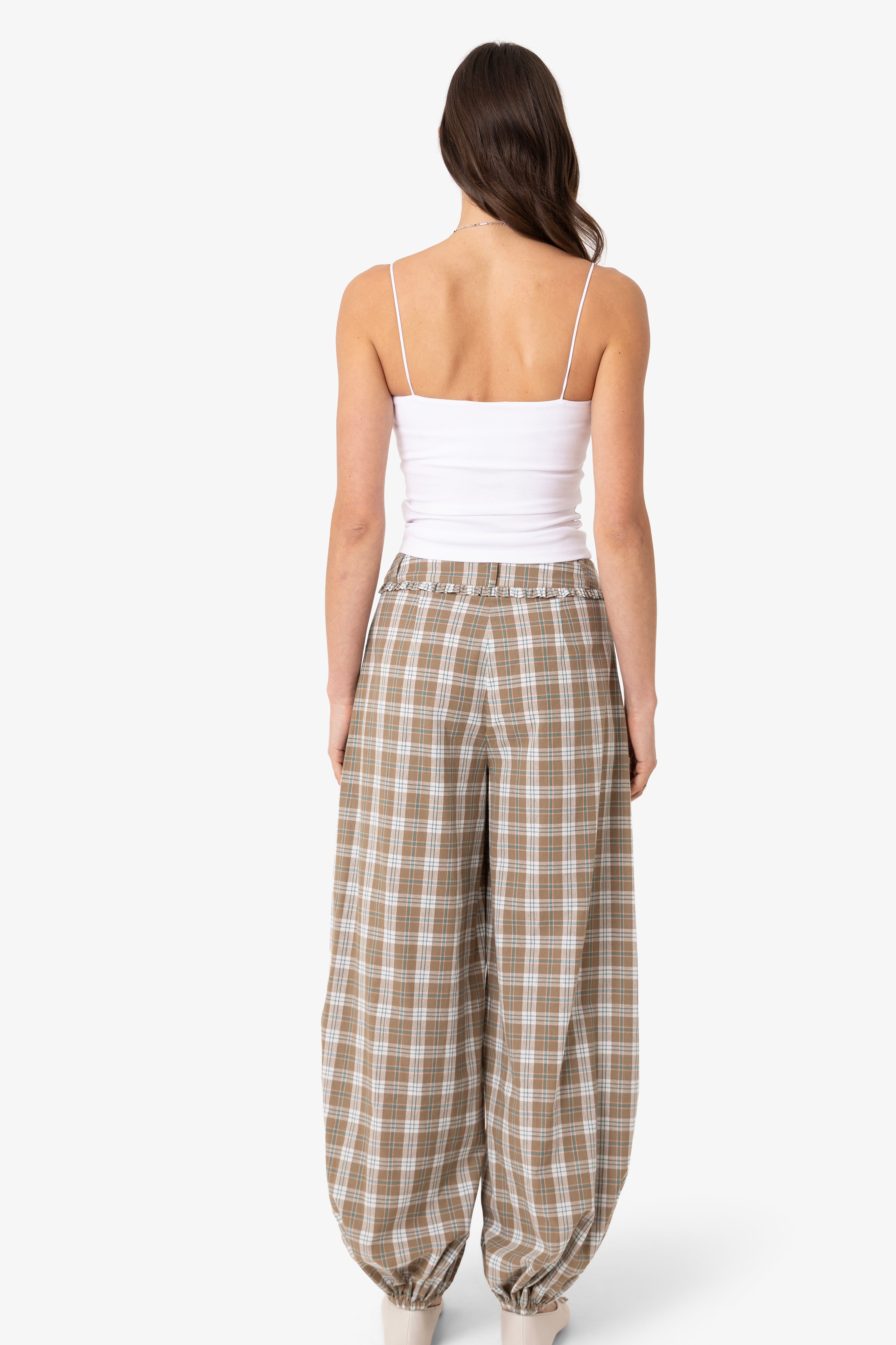 Esme Green Check Cotton Balloon Trousers
