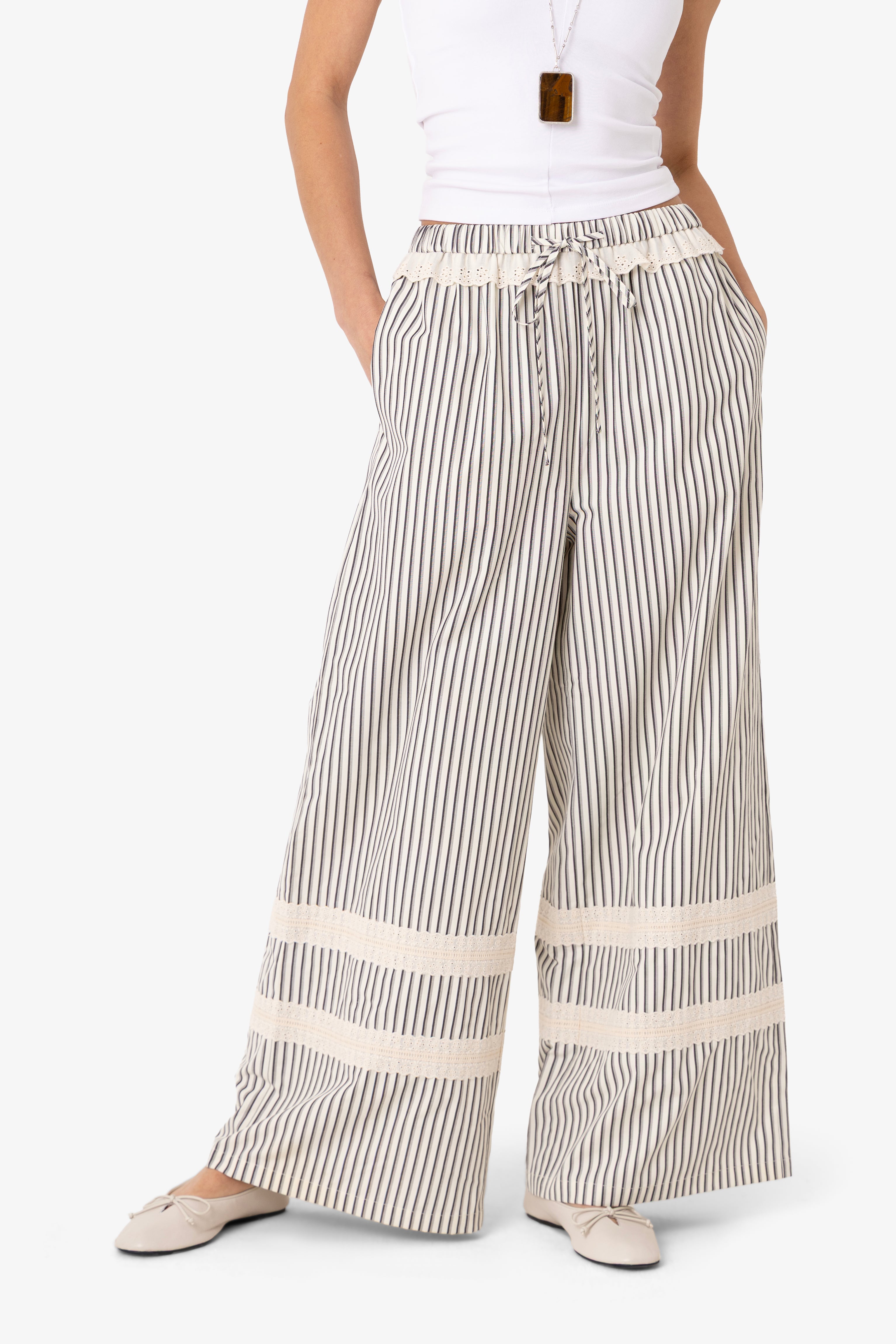 Sloane Stripe Wide Leg Trousers
