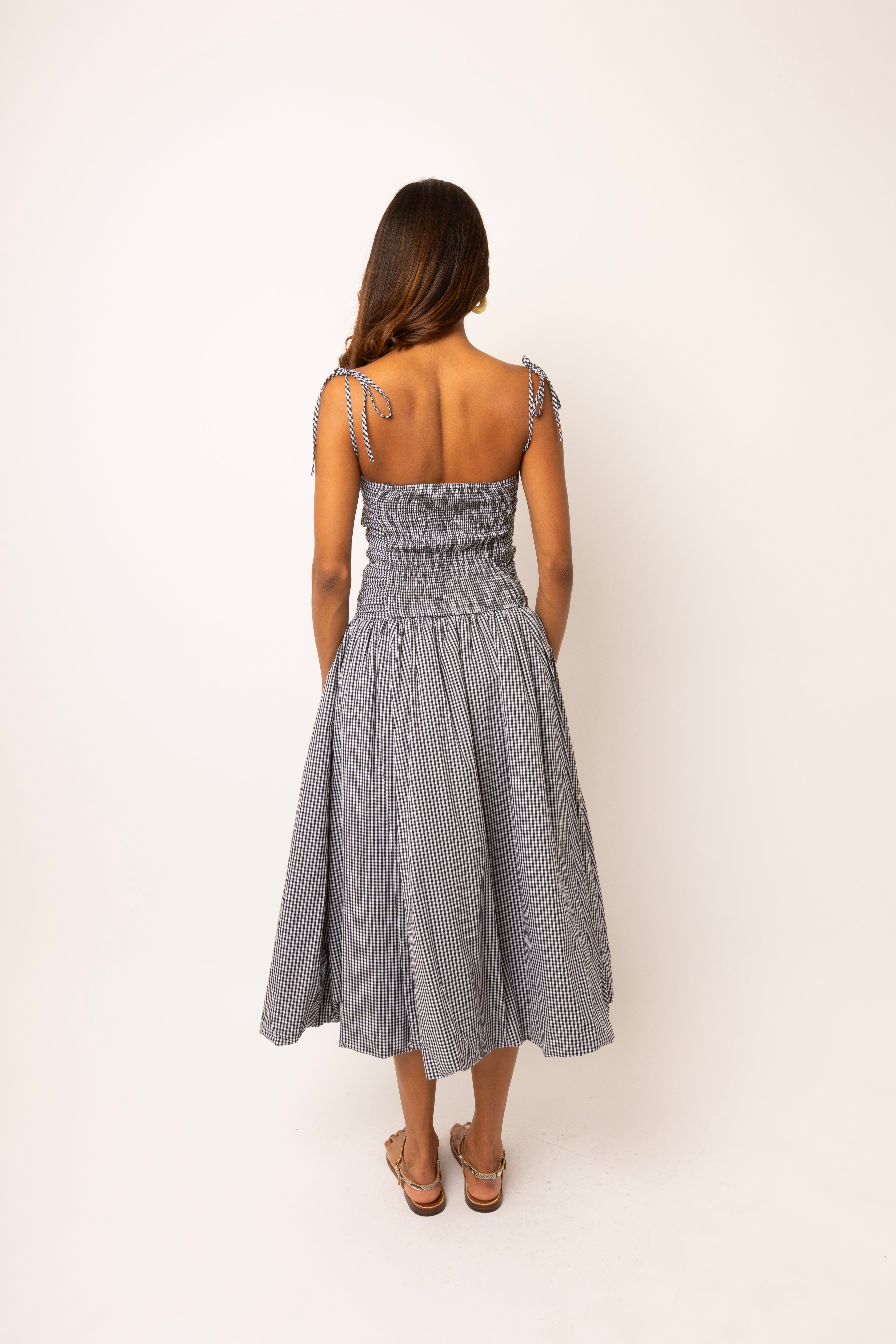 Alexa Pure Cotton Mono Gingham Puffball Dress