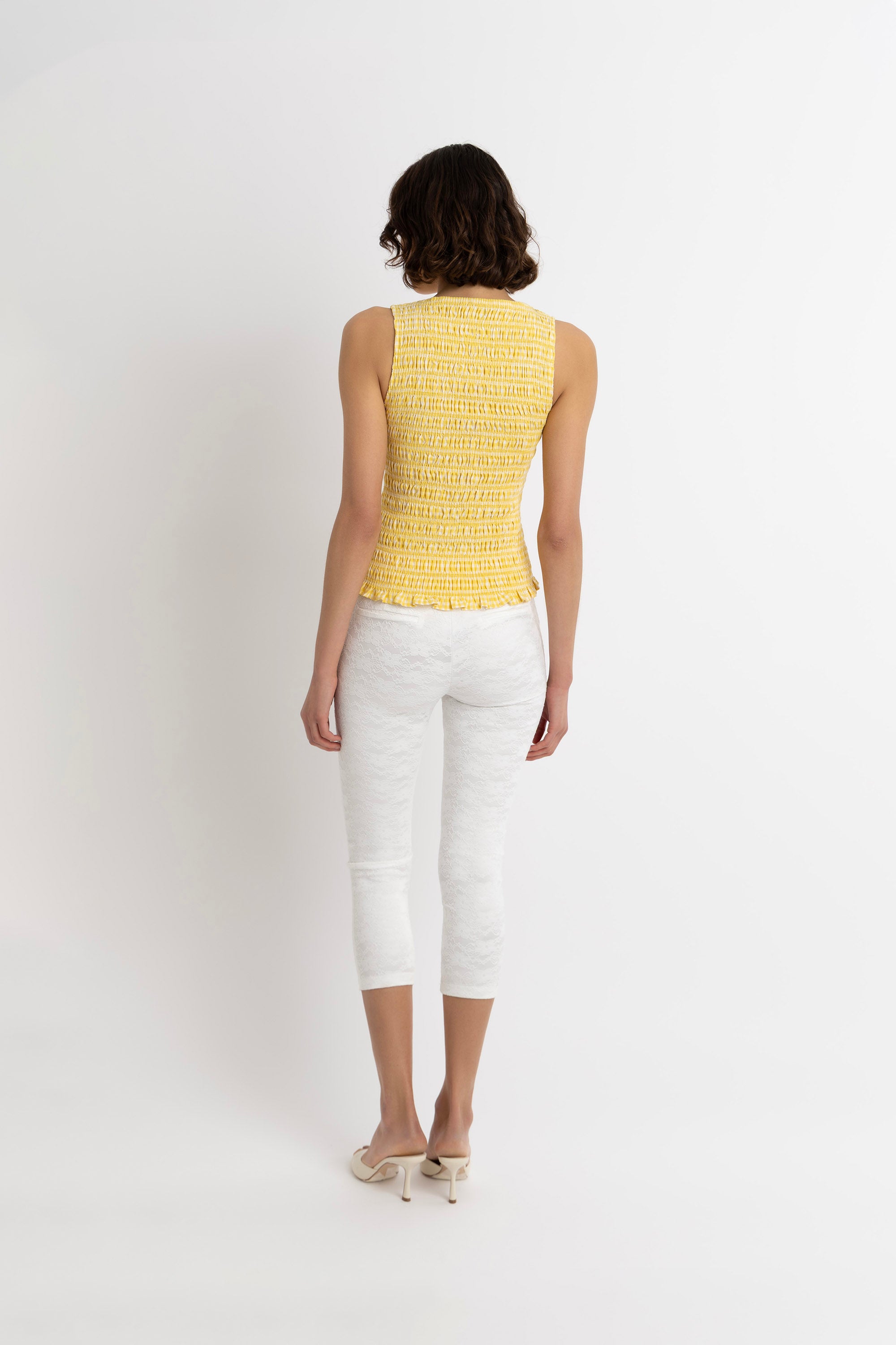 Sonya Pure Cotton Lemon Yellow Gingham Top