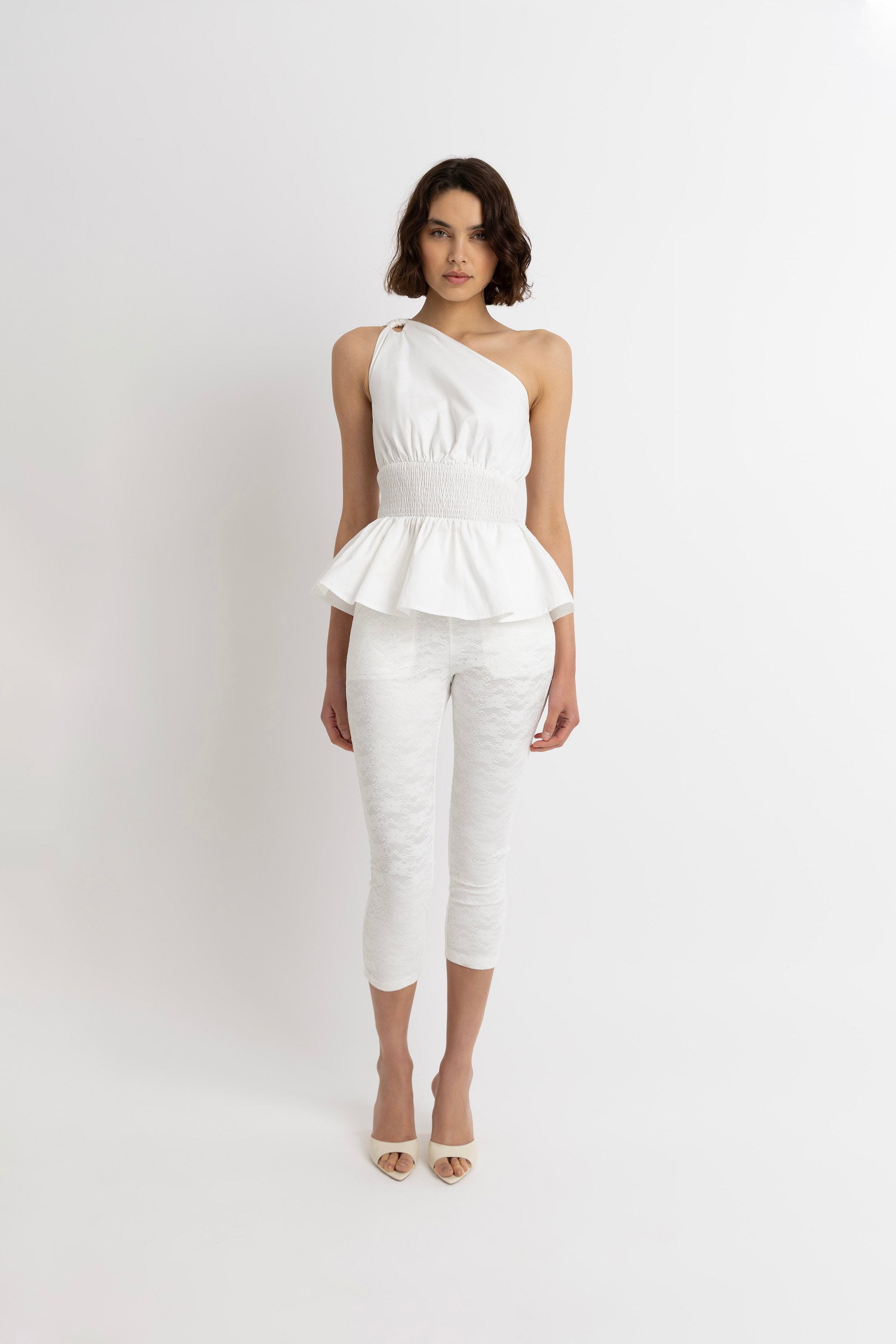 Allegra Pure Cotton Asymmetrical Peplum Top