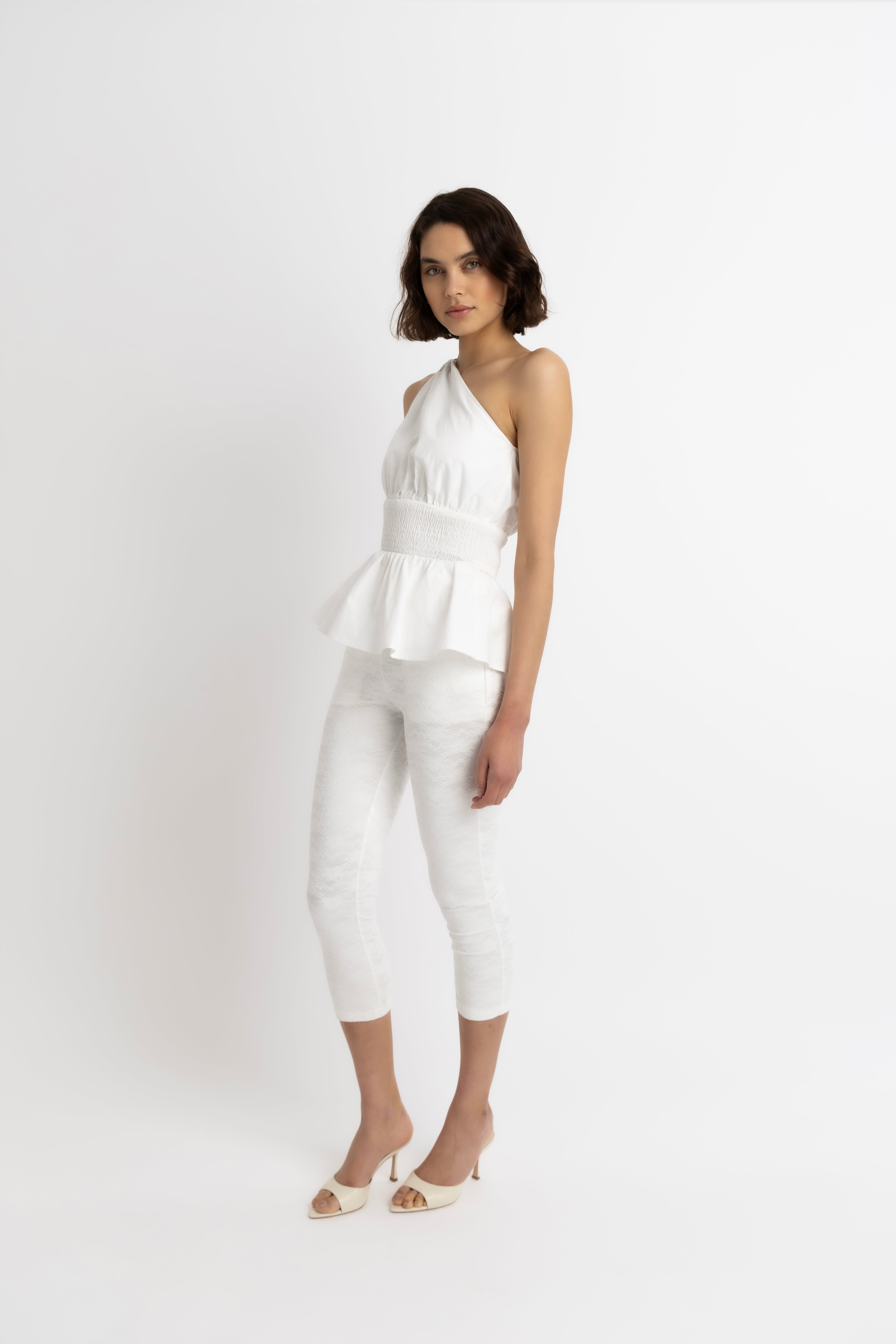 Allegra Pure Cotton Asymmetrical Peplum Top