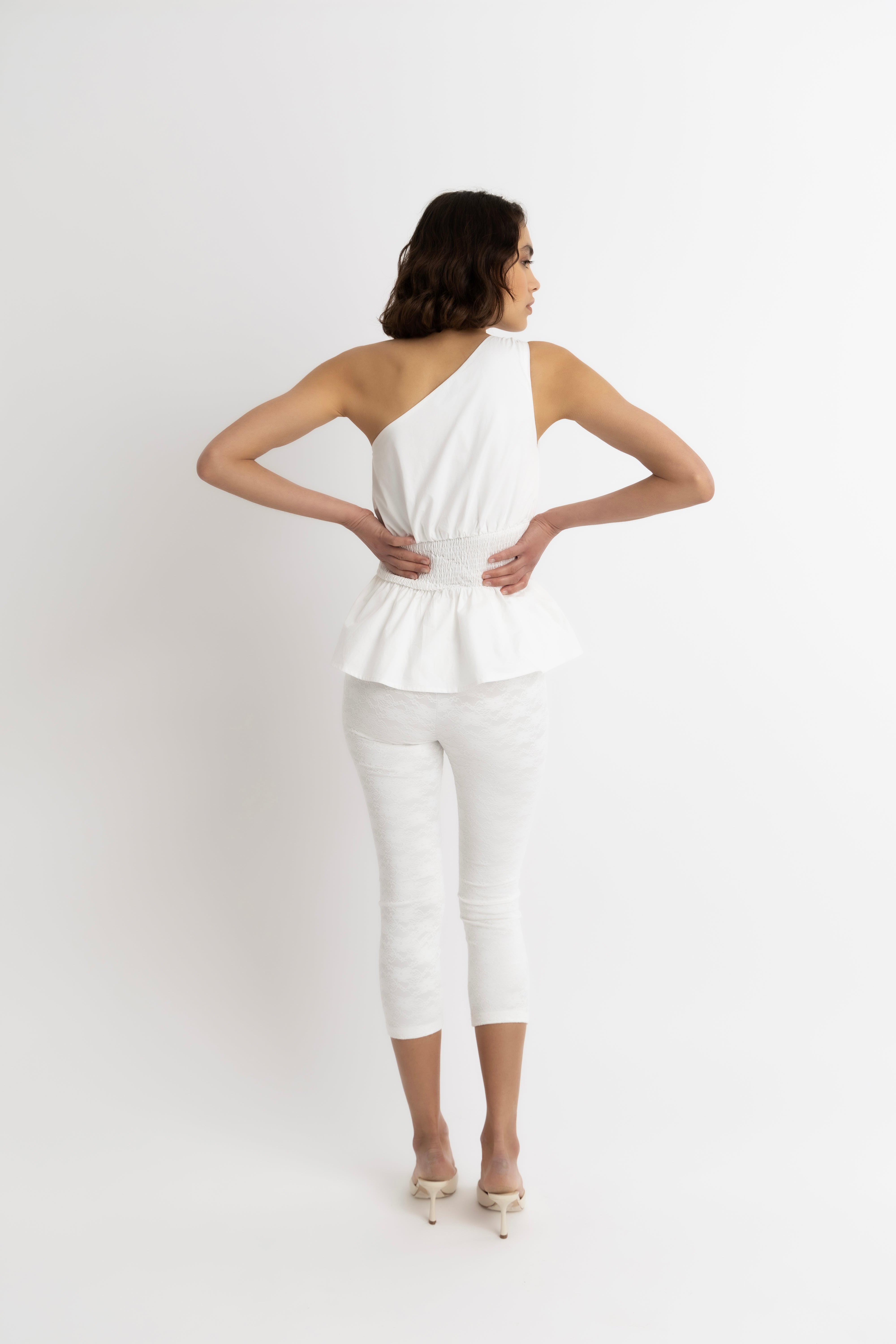 Allegra Pure Cotton Asymmetrical Peplum Top