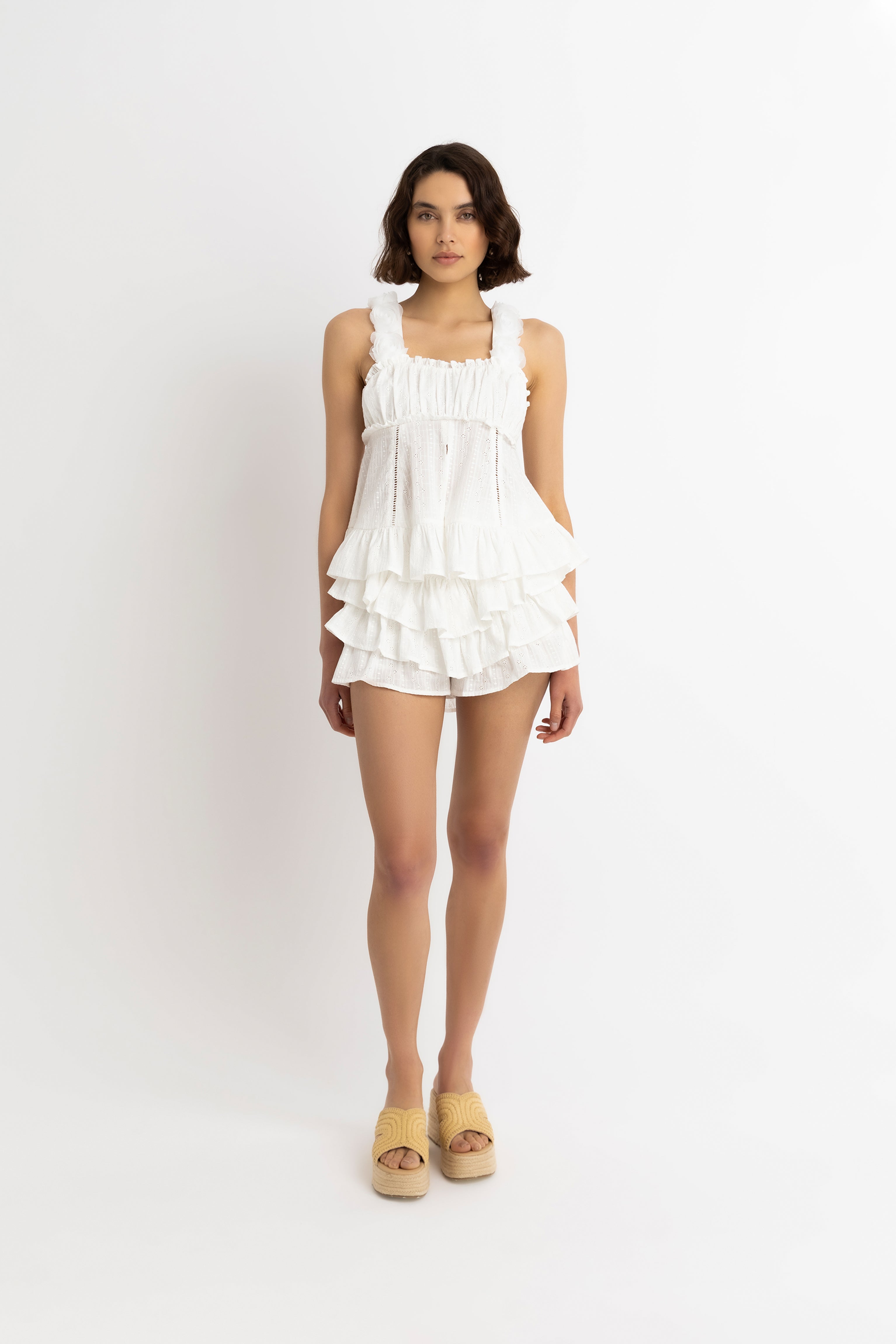 Emma Pure Cotton White Broderie Top