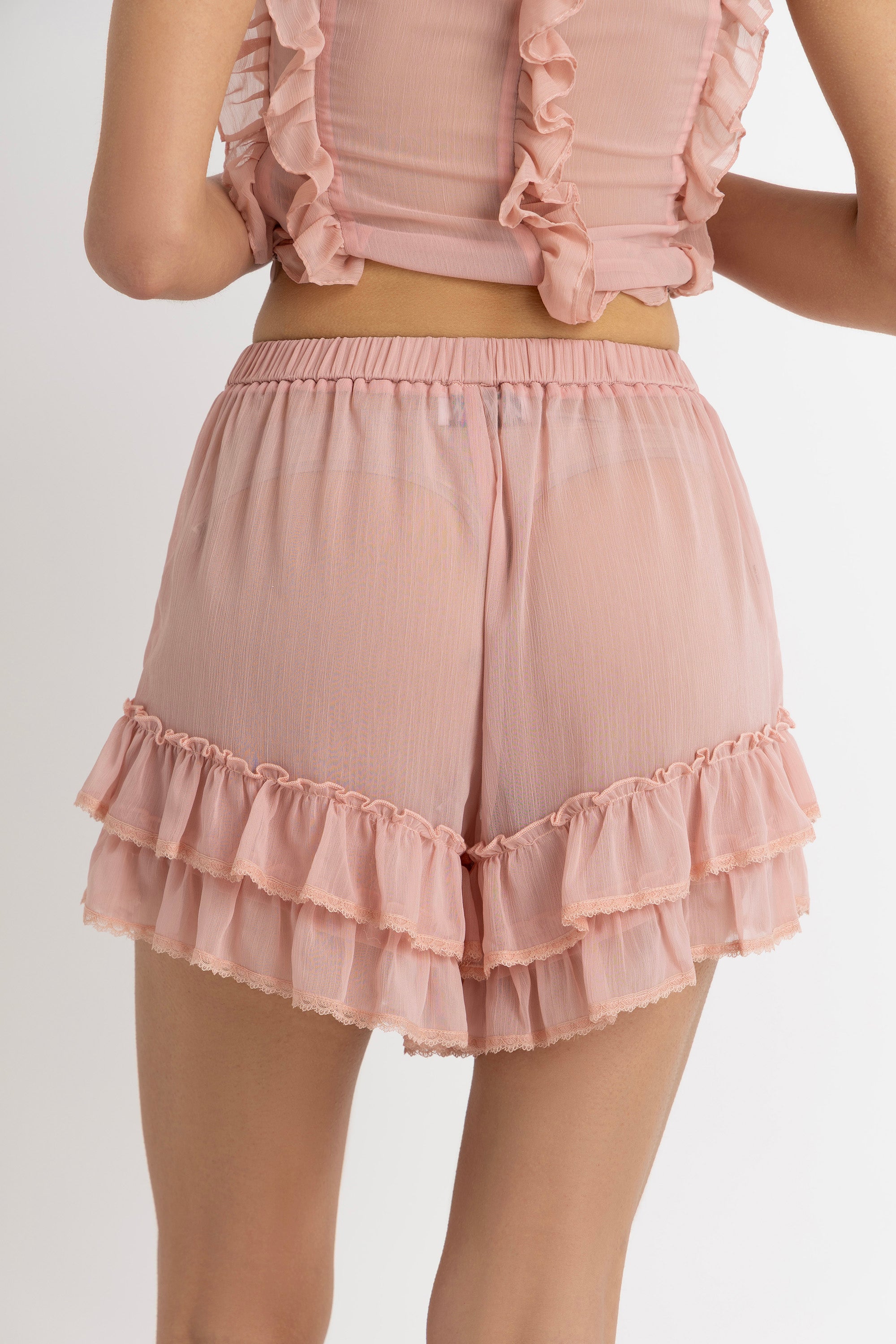 Paola Pink Ruffle Frill Shorts