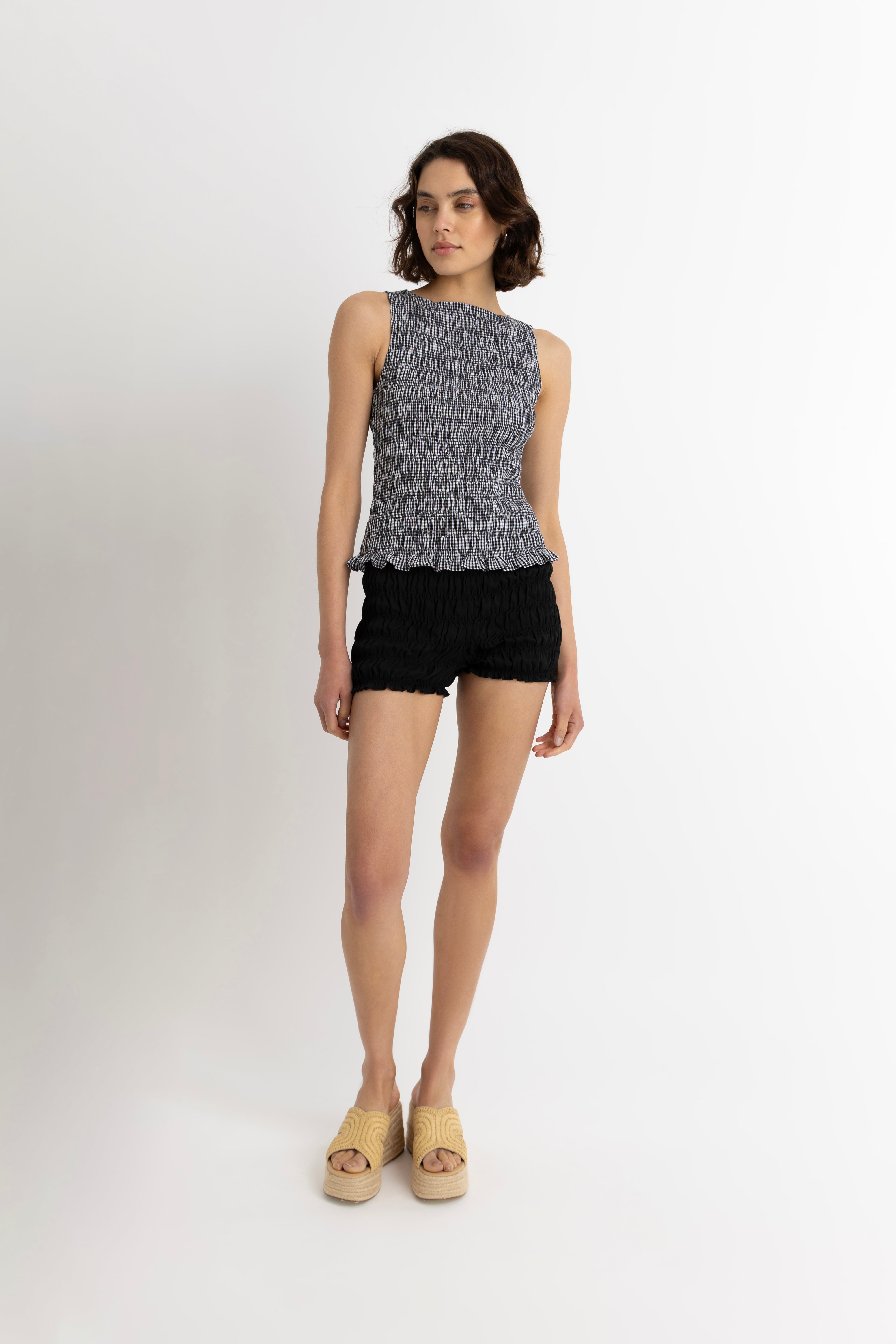 Sonya Pure Cotton Black Gingham Top