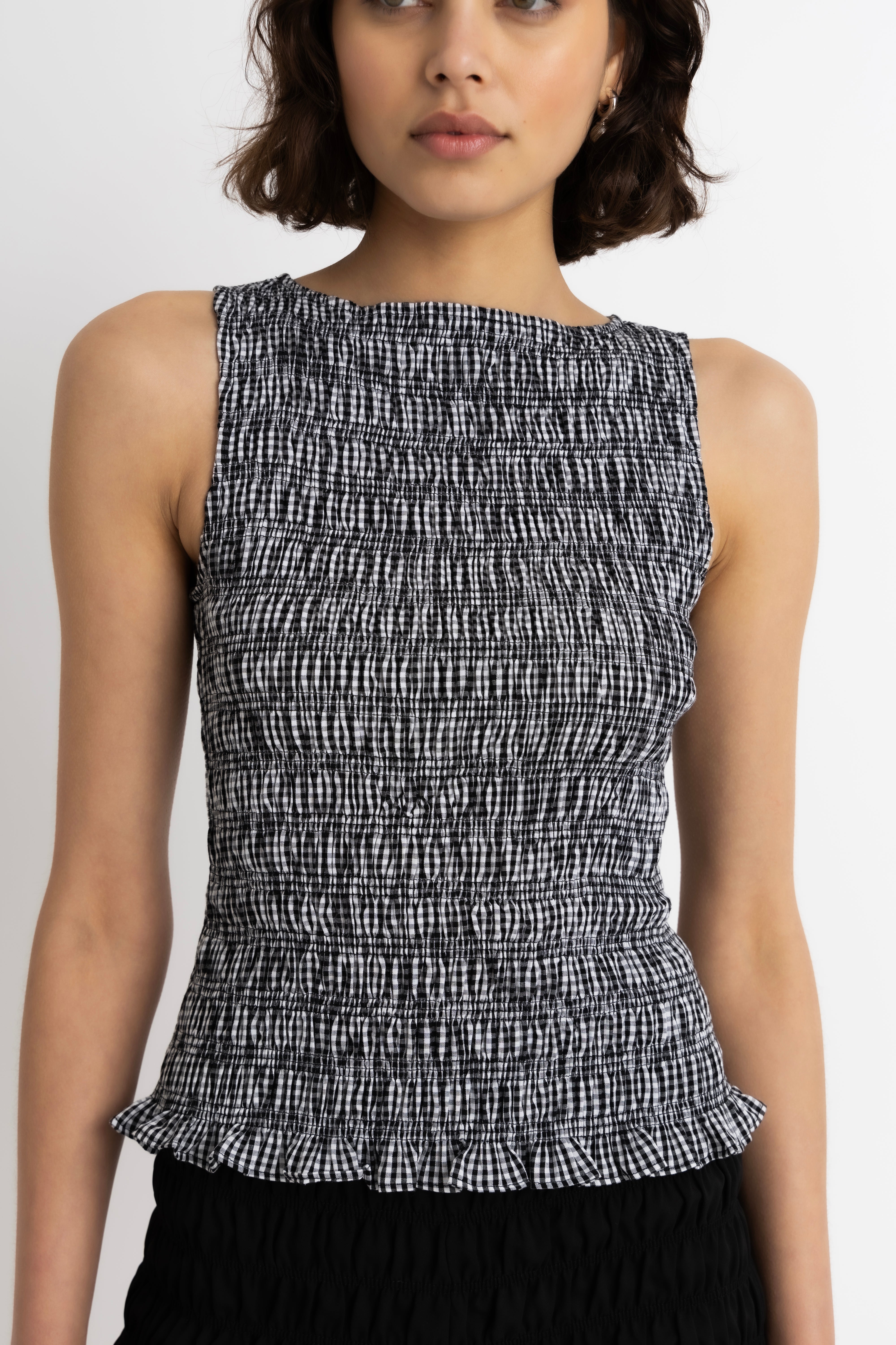 Sonya Pure Cotton Black Gingham Top