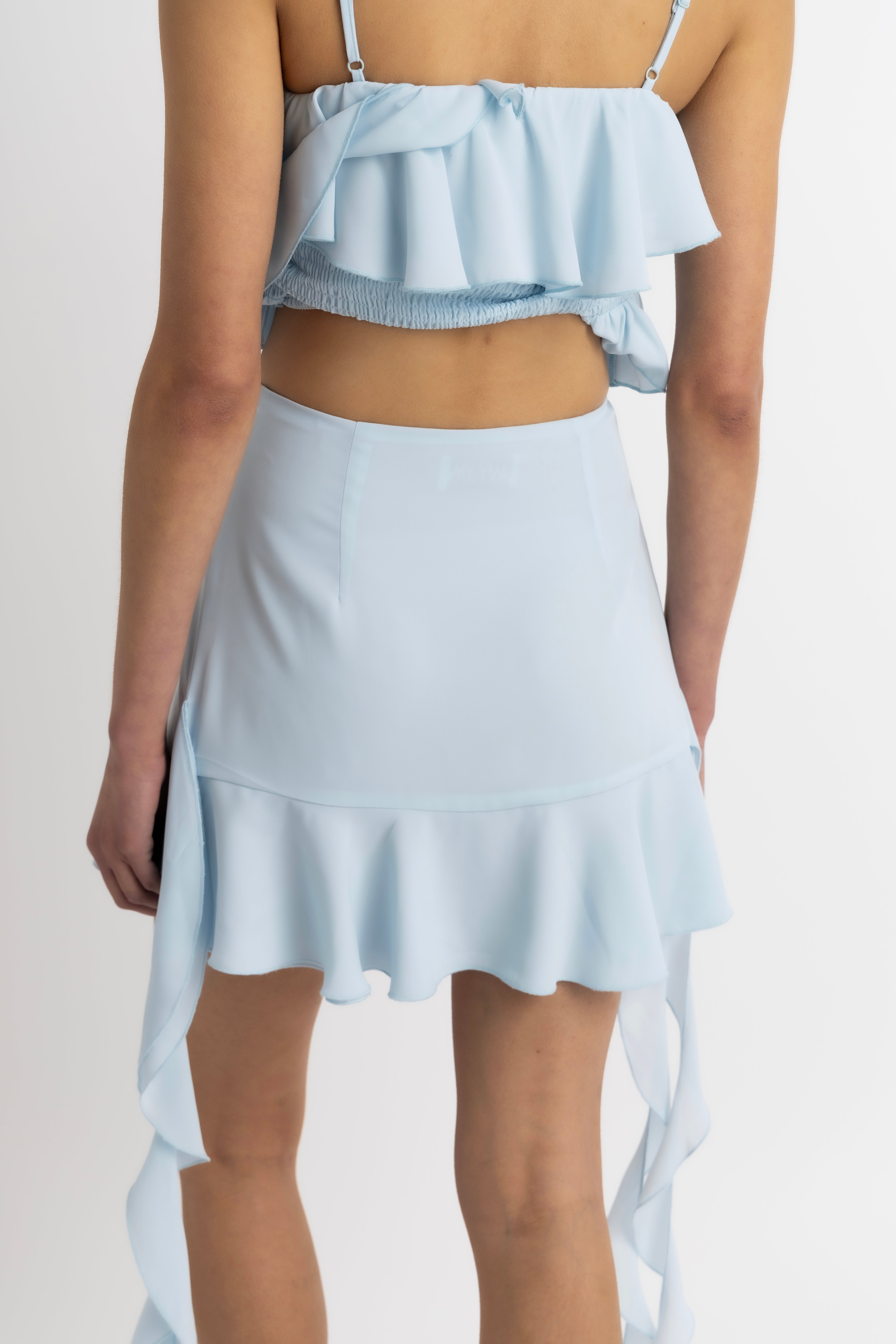 Teresa Blue Ruffles Mini Skirt
