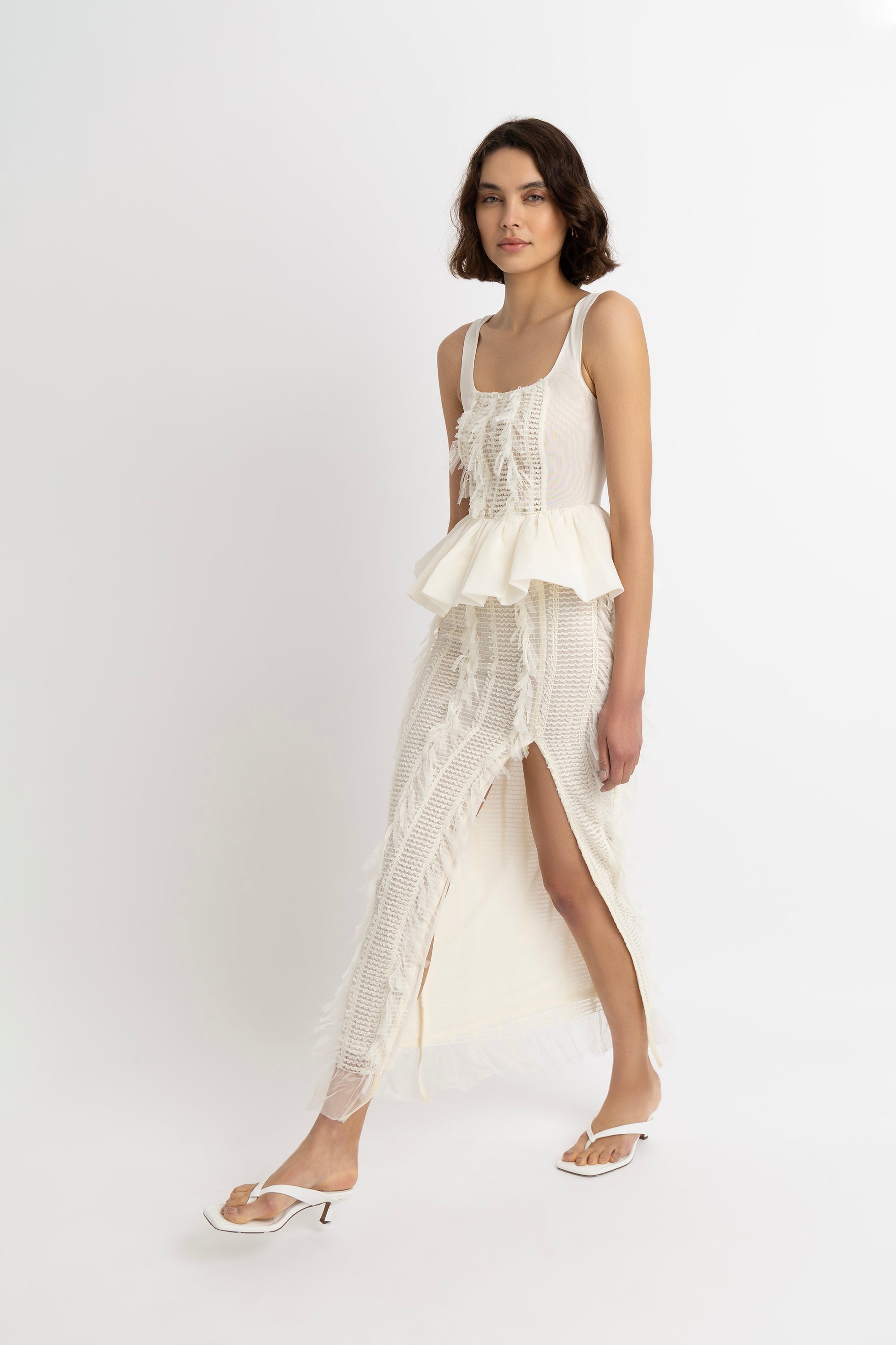 Calla Ivory Maxi Ruffle Skirt