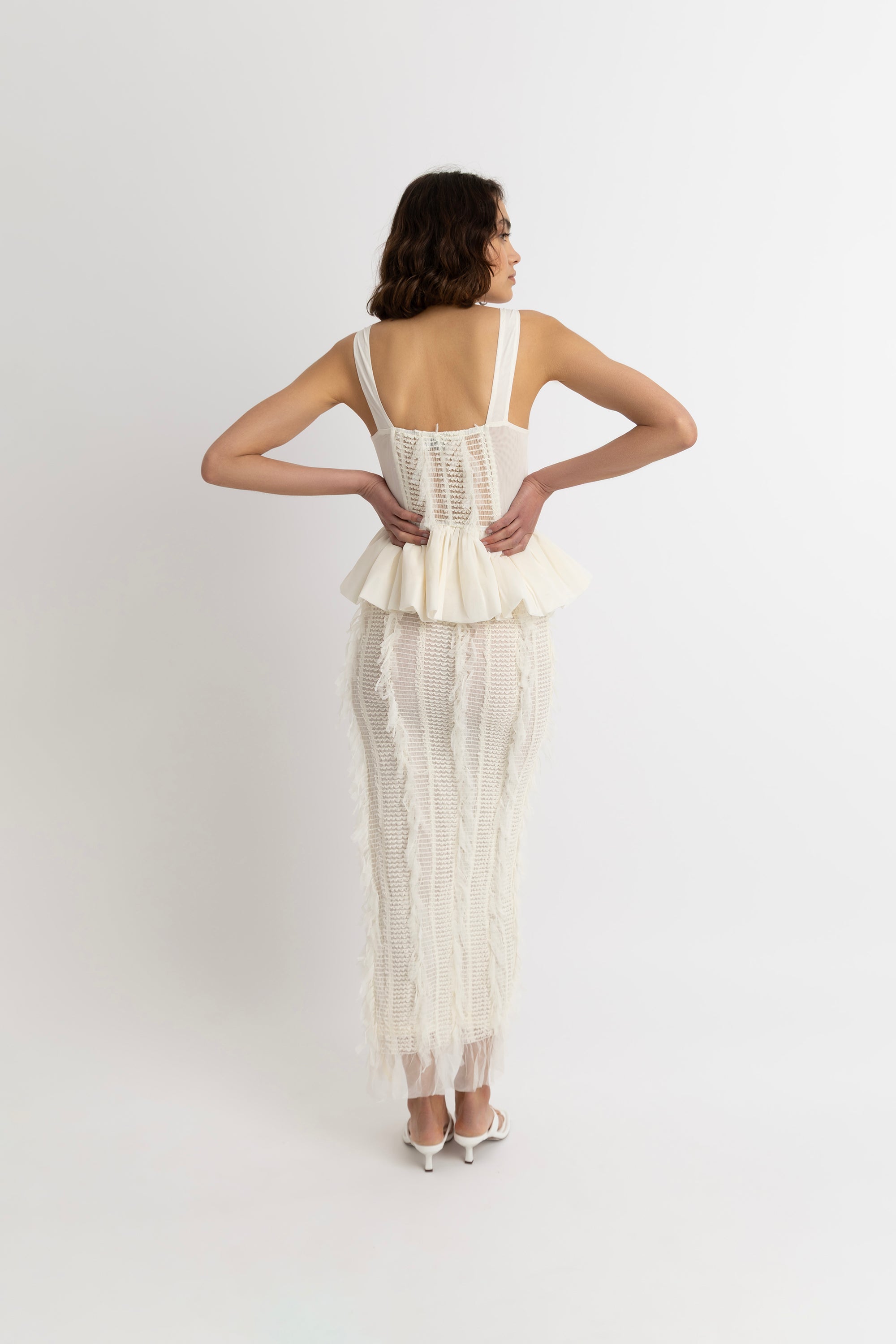 Calla Ivory Maxi Ruffle Skirt