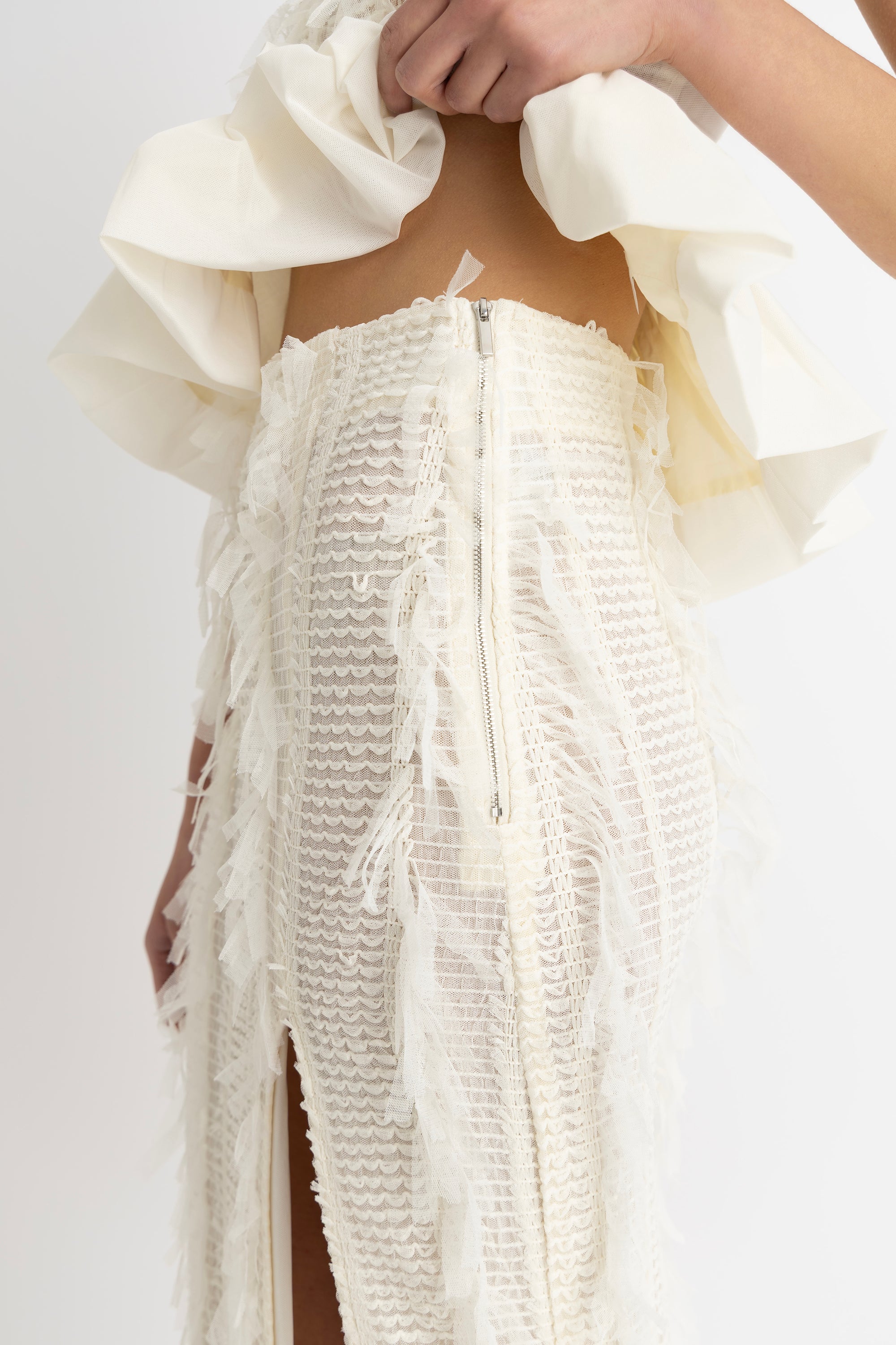 Calla Ivory Maxi Ruffle Skirt