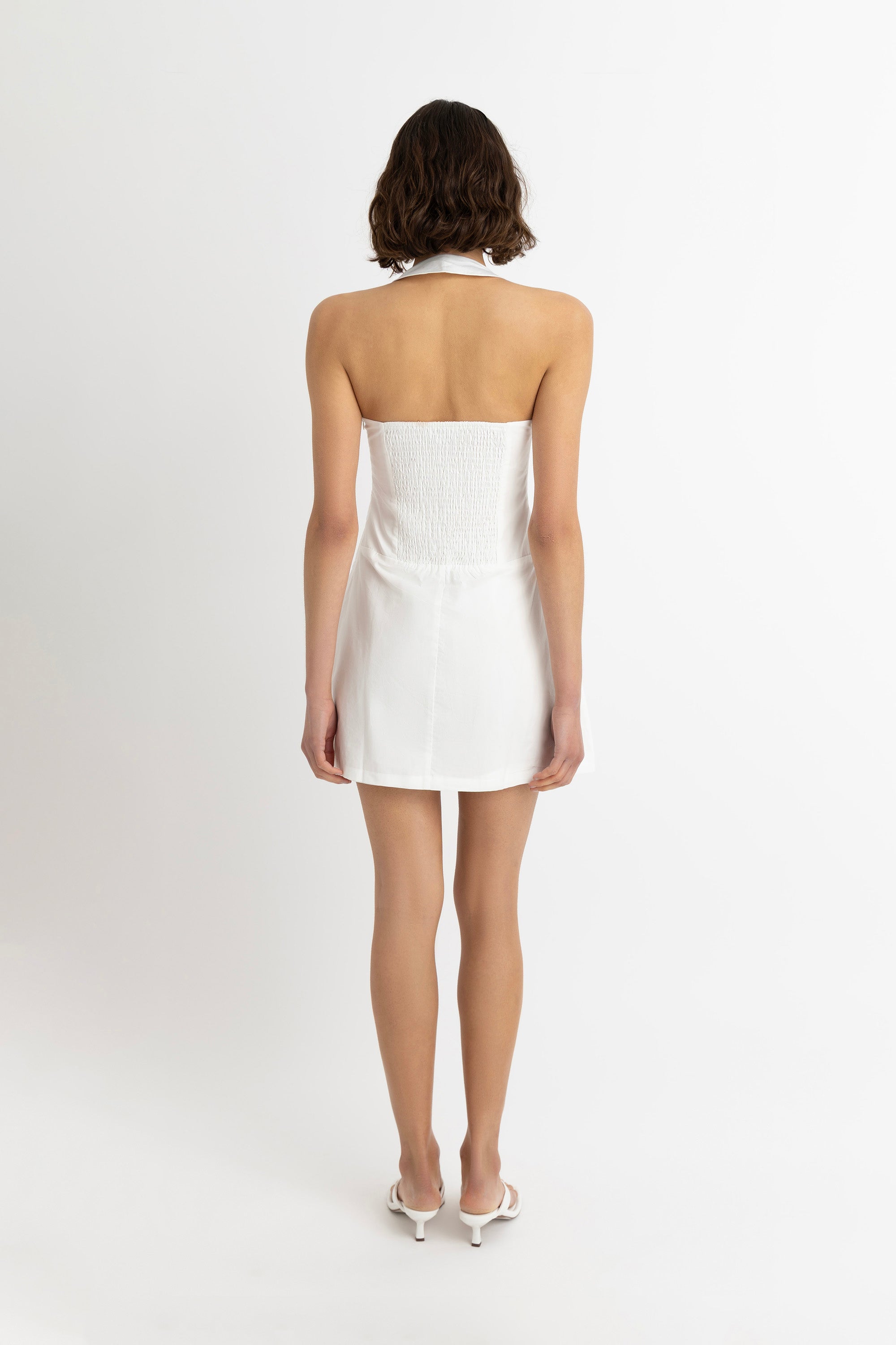 Dolly White Pure Cotton Tailored Mini Dress