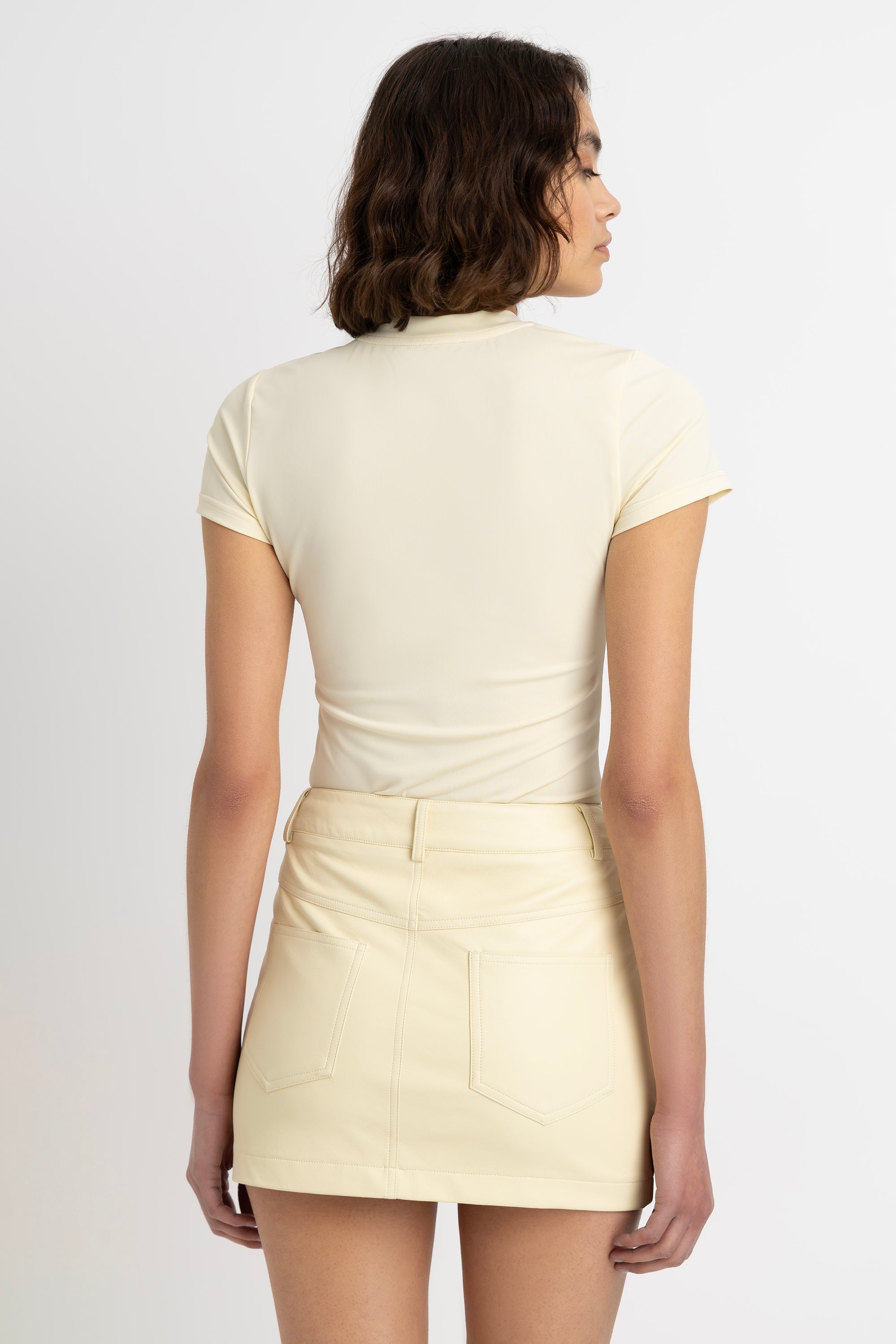 Milena Lemon Yellow Leather Mini Skirt