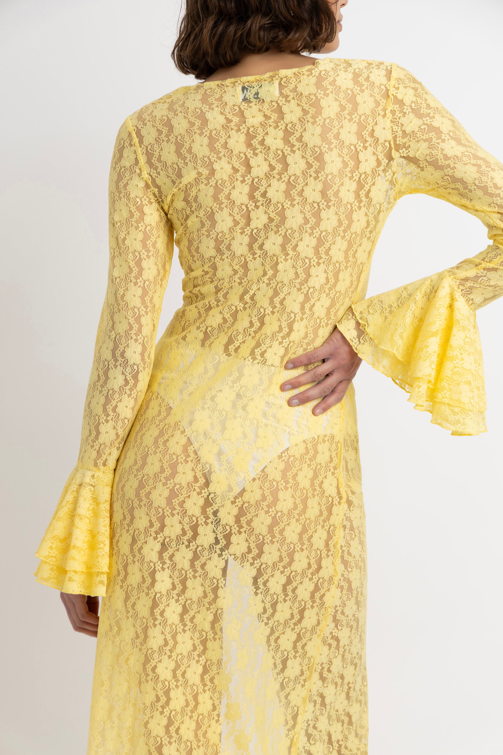 Nola Yellow Lace Tunic Overlay Dress
