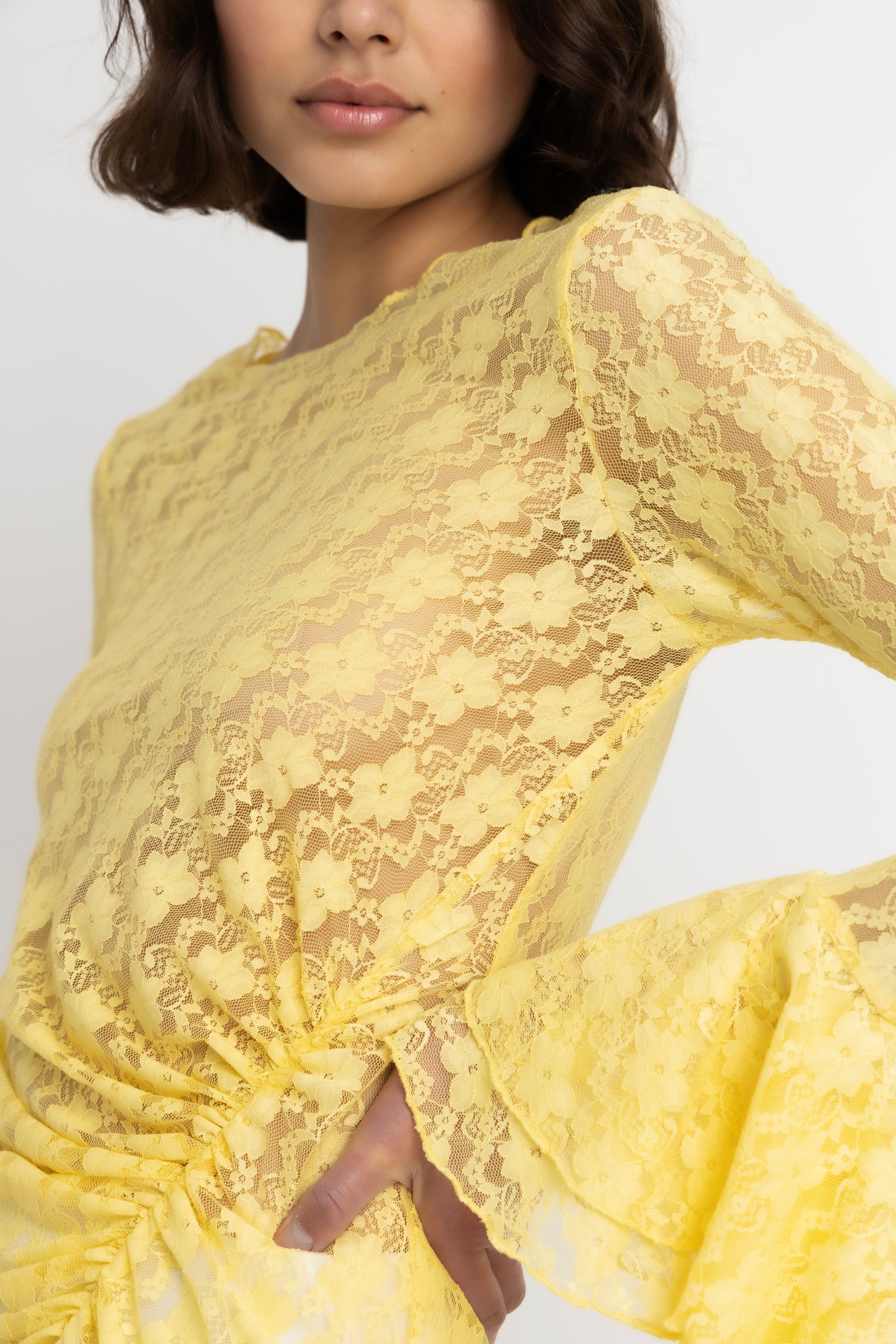 Nola Yellow Lace Tunic Overlay Dress