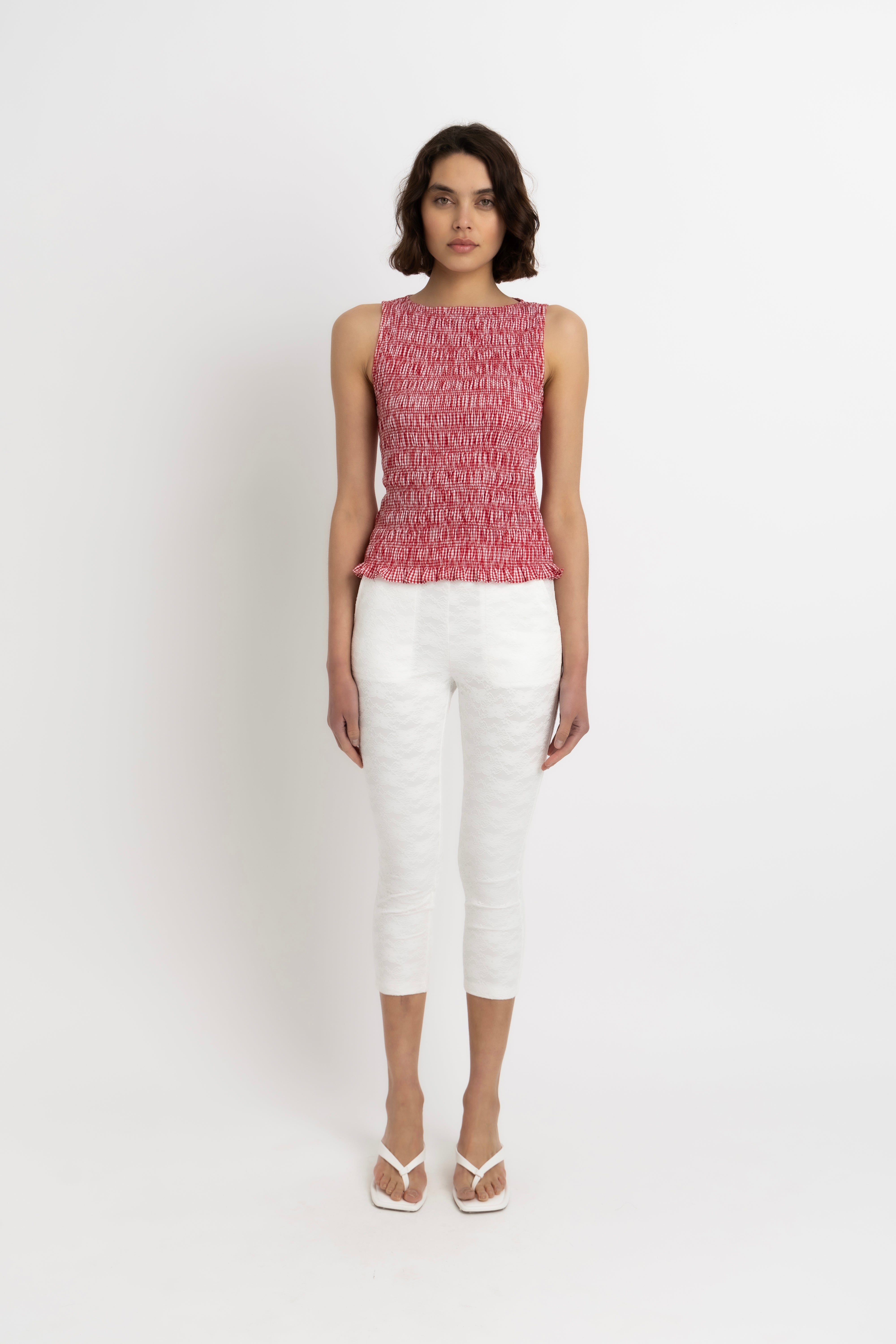 Sonya Pure Cotton Red Gingham Top