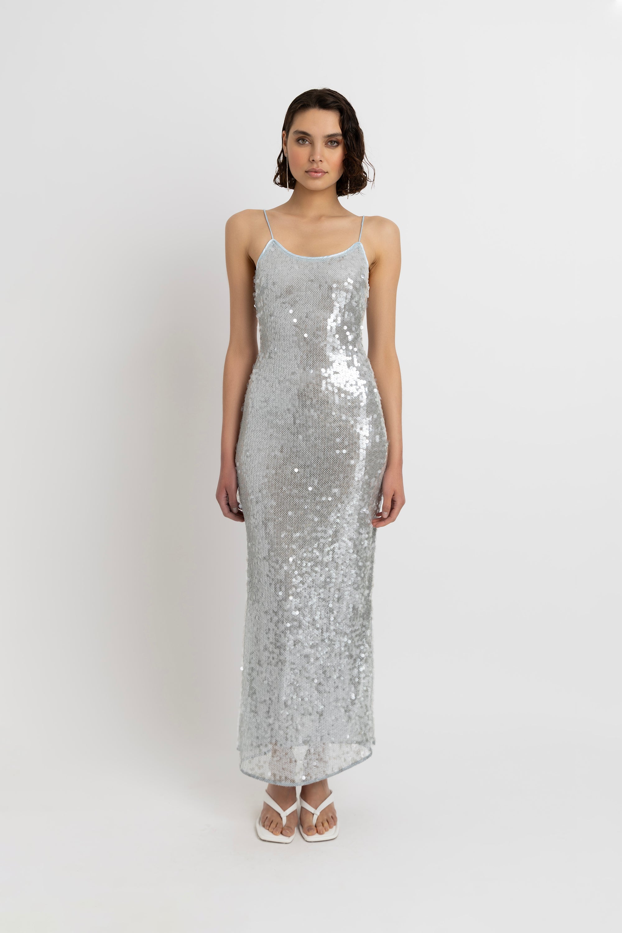 Gigi Ice Blue Sequin Maxi Dress