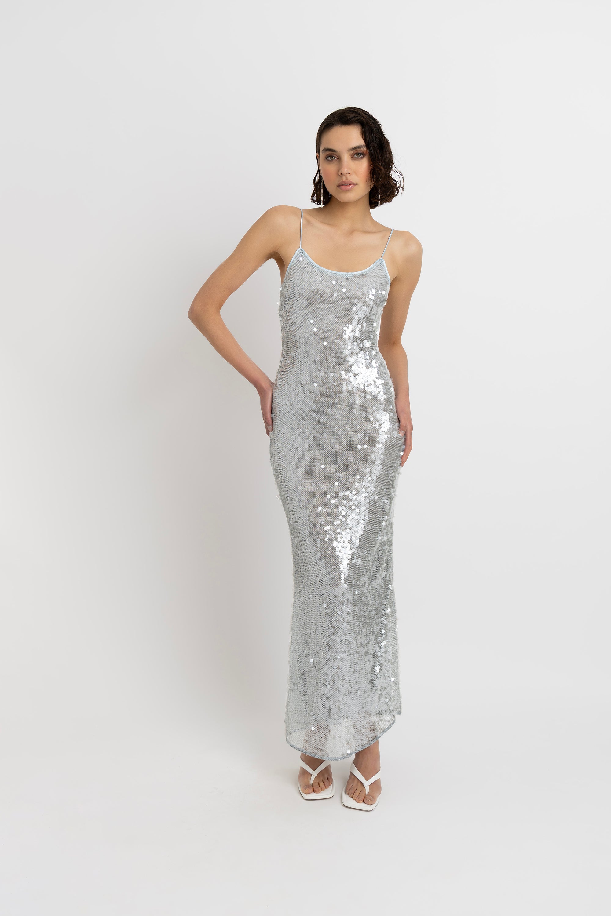Gigi Ice Blue Sequin Maxi Dress