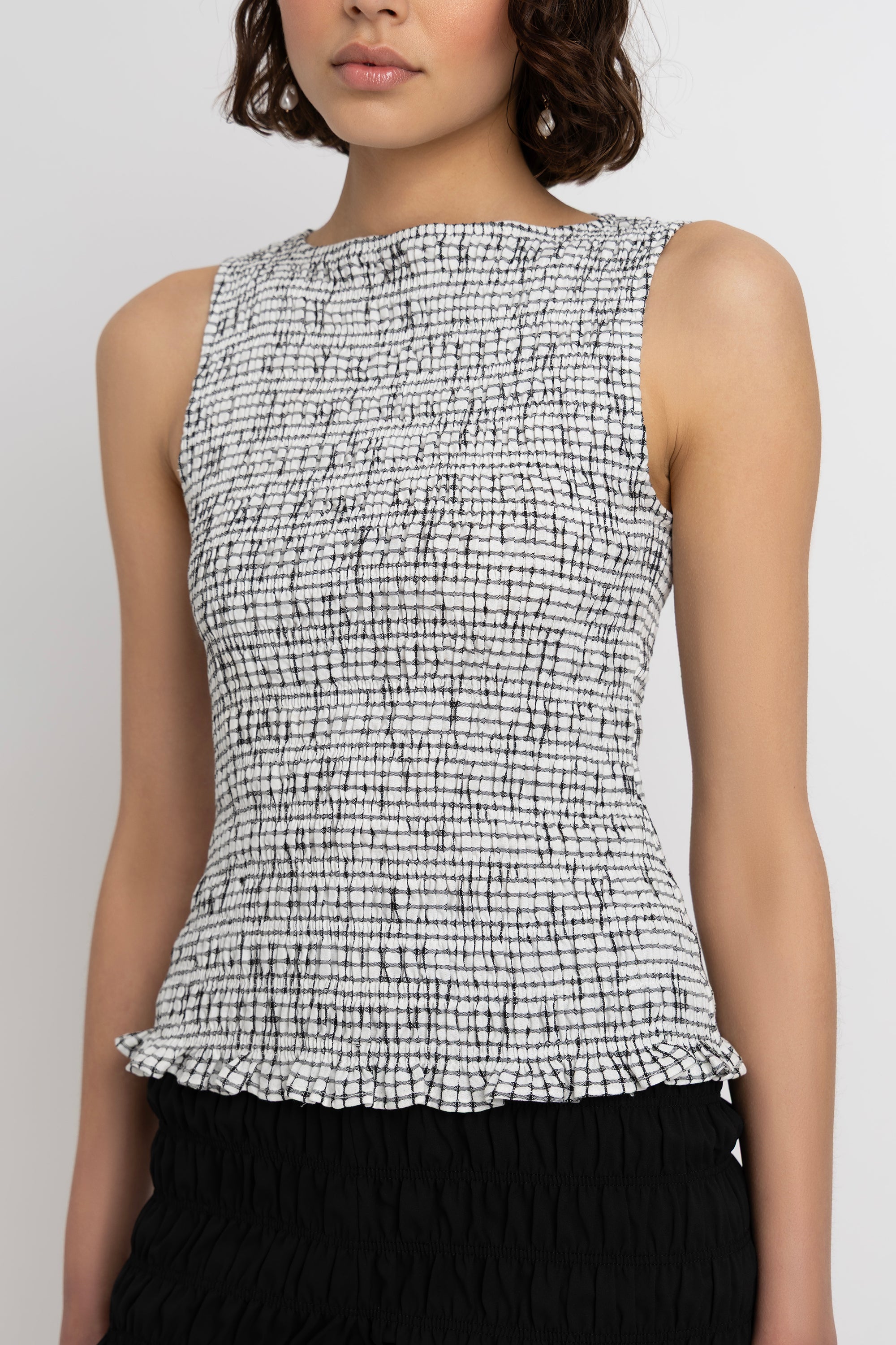 Sonya Pure Cotton Mono Check Top