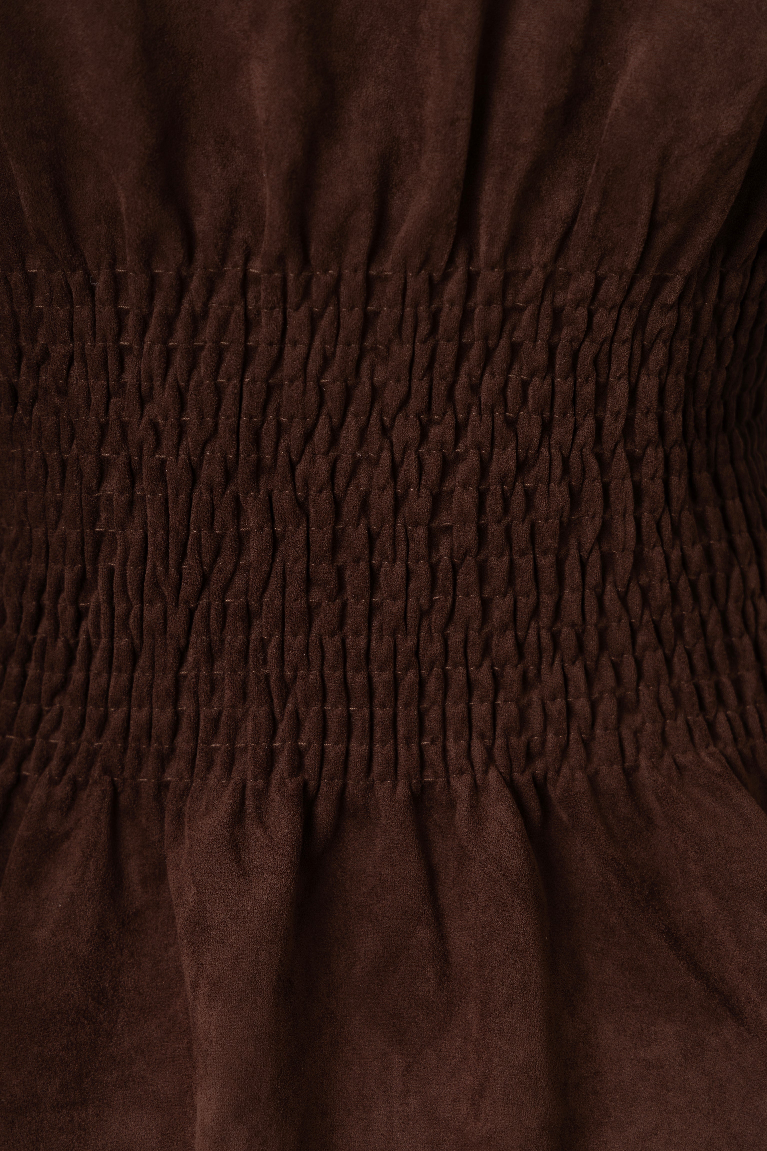 Rina Faux Suede Boxy Blazer Jacket with Smocked Waist