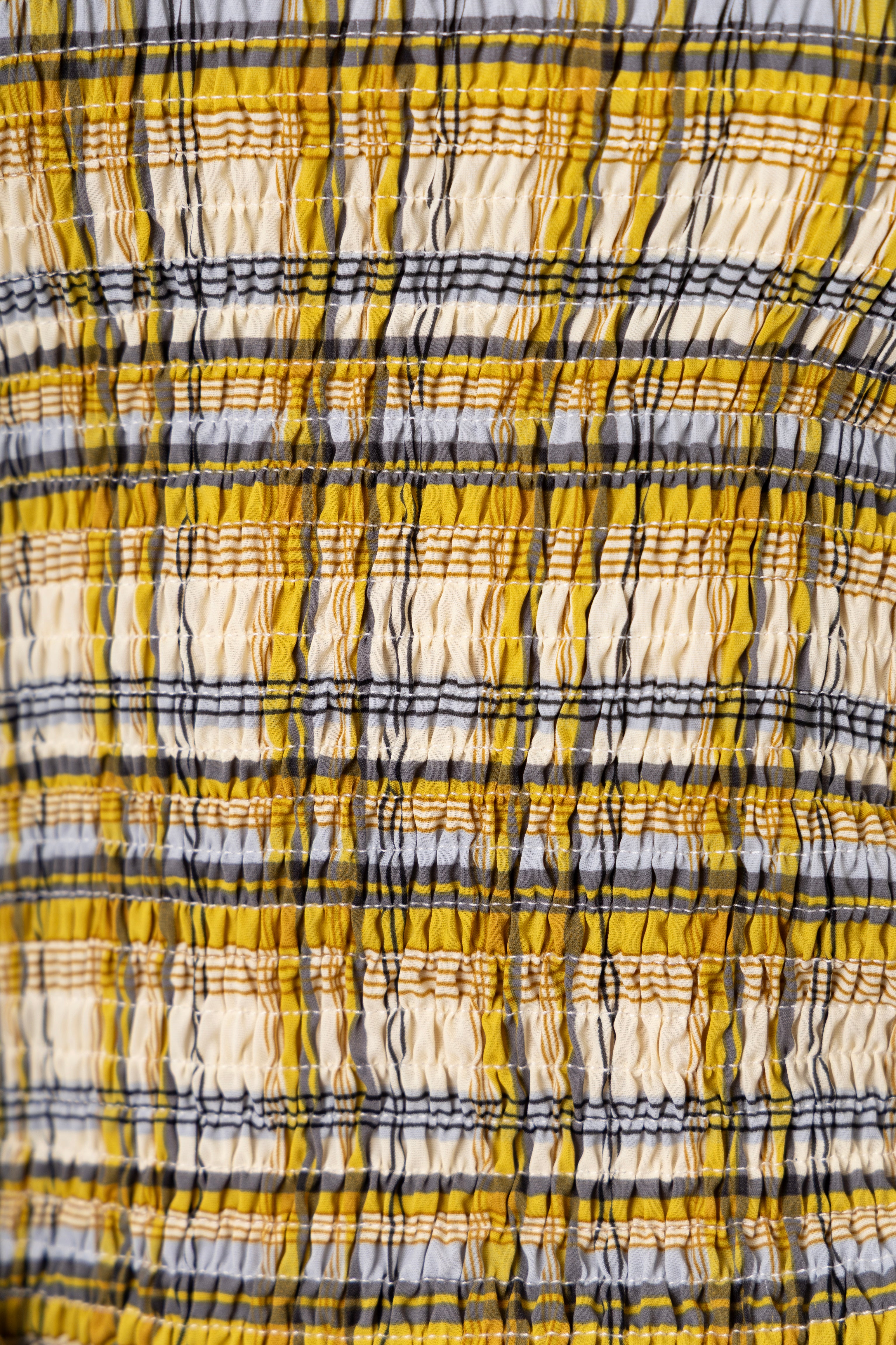 Elsa Yellow Plaid Long Sleeve Smocked Top