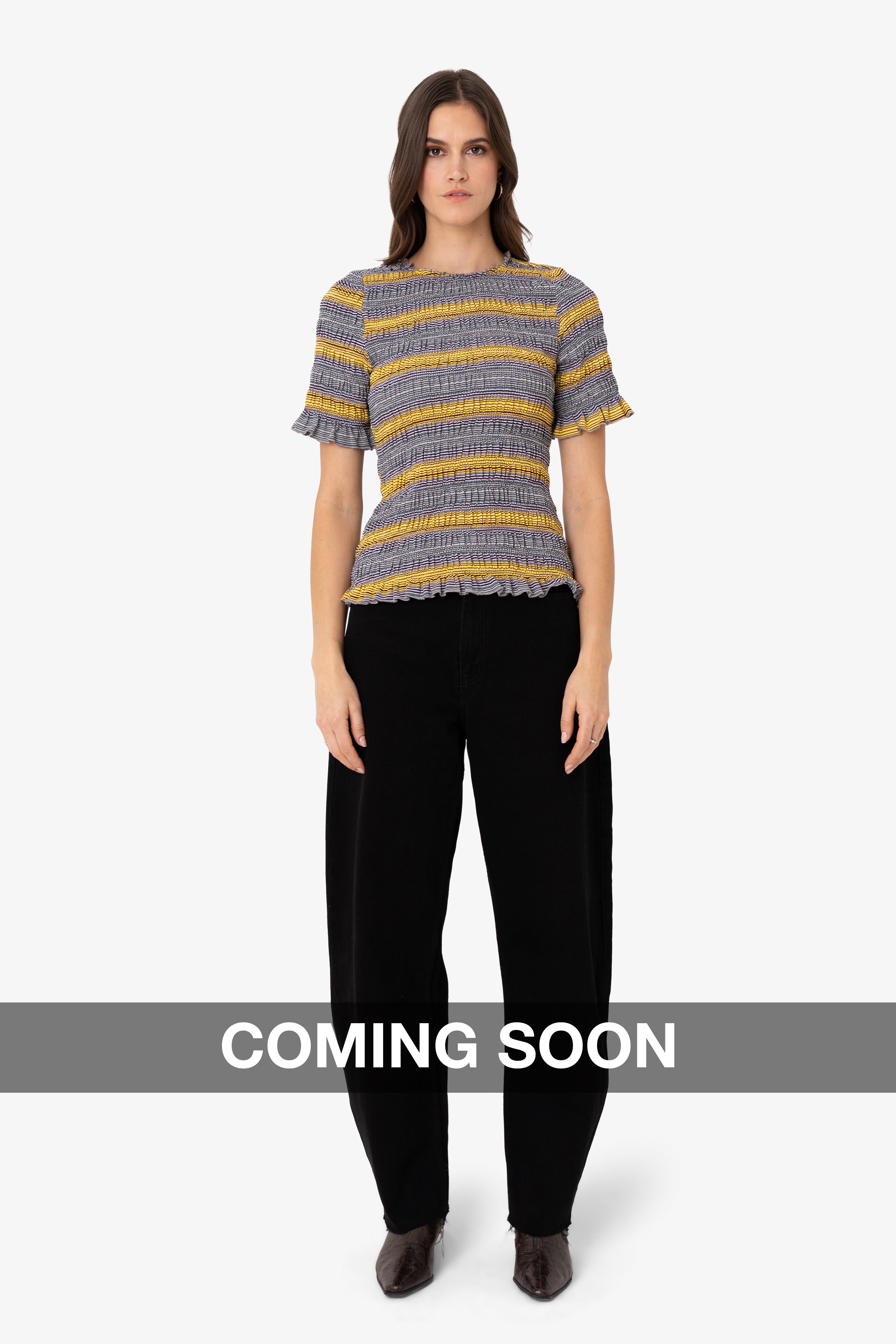 Romy Multi Stripe Smocked Viscose Knitted Top