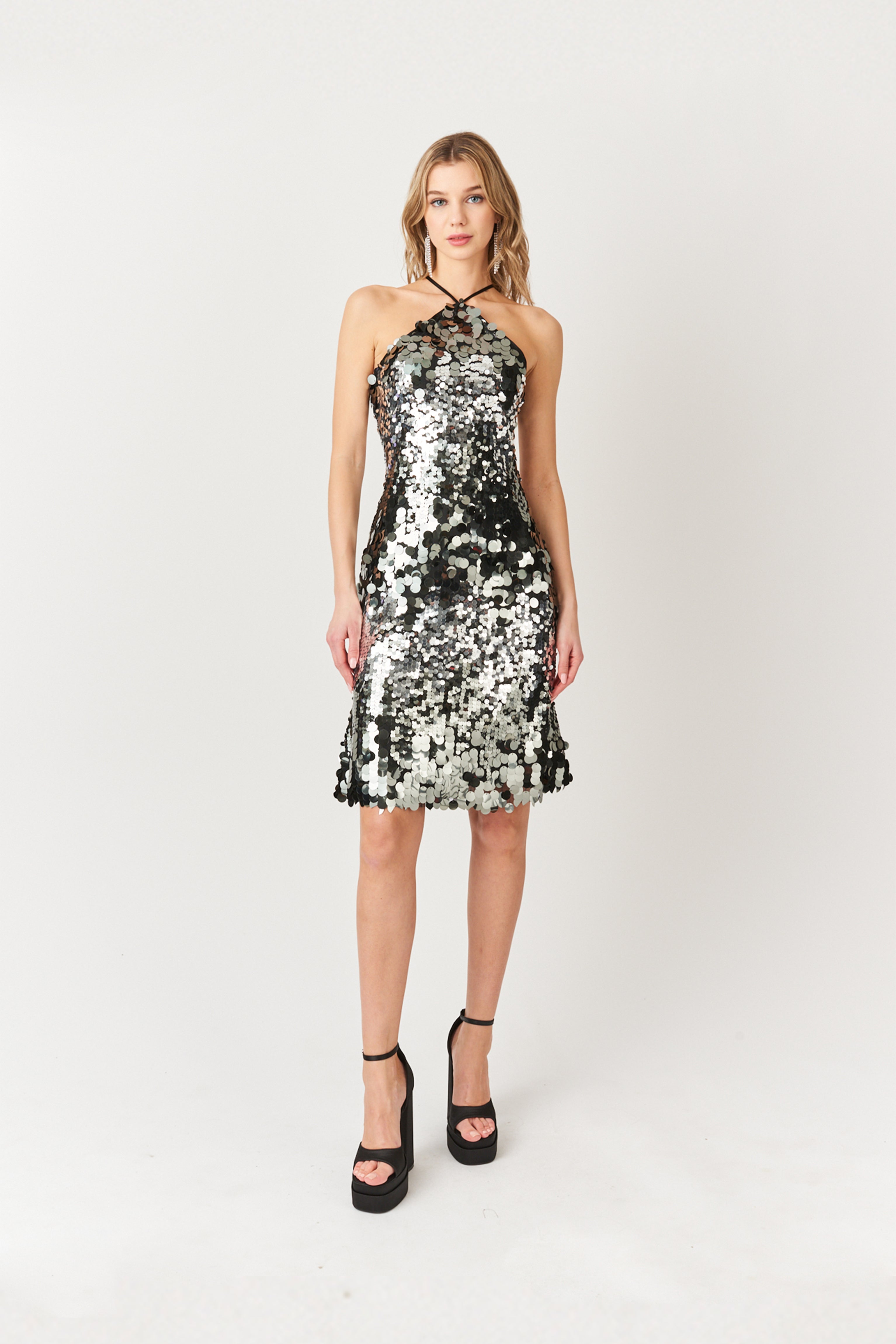 Austin Sequin Embellishment Halter-neck Midi Dress | AmyLynn