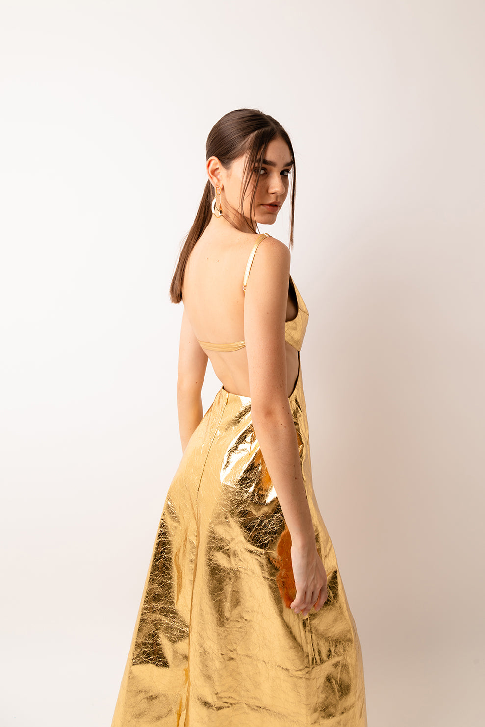 Jennifer Gold Metallic Maxi Dress with Cut-out Back | AMYLYNN