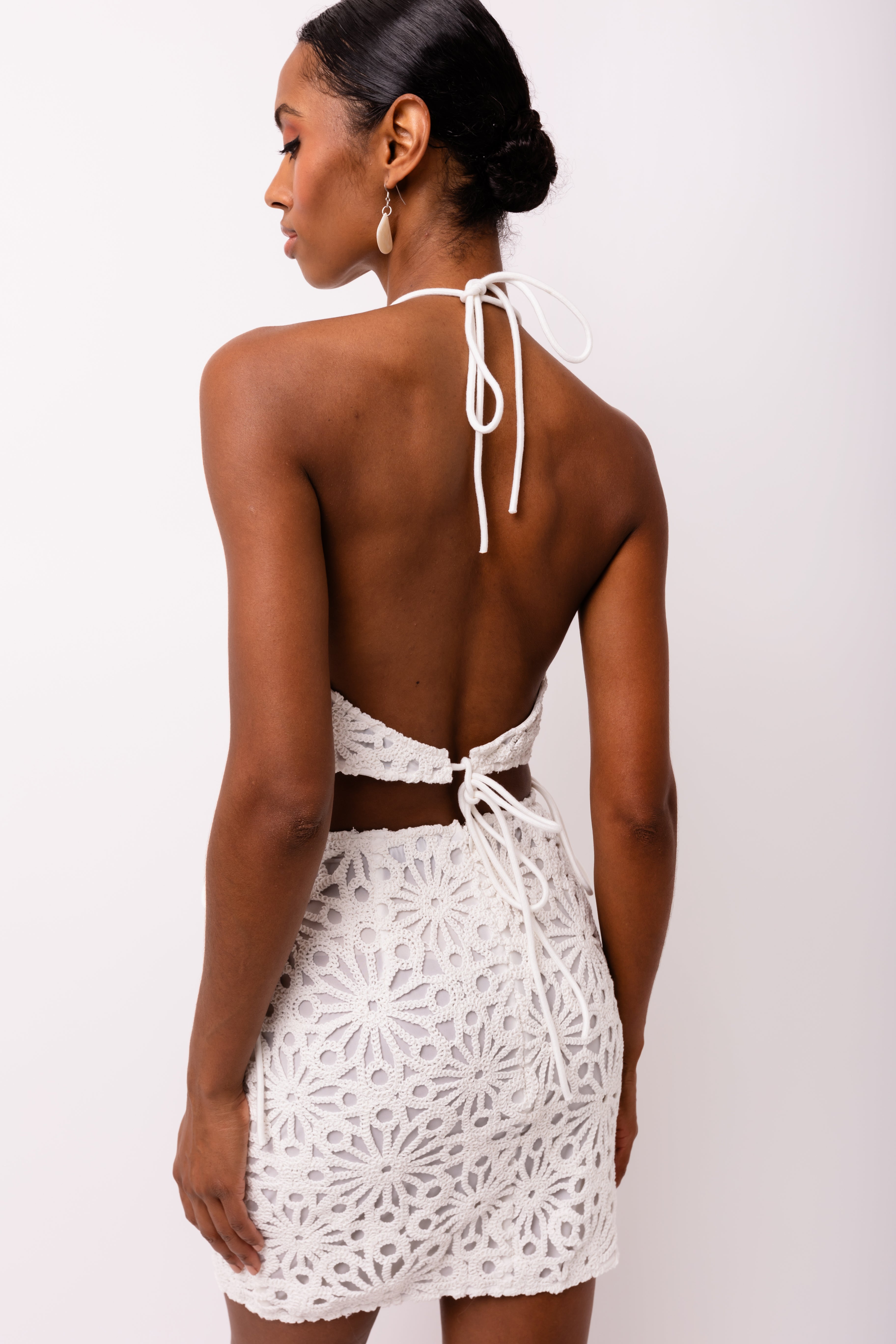 Bonnie Pure Cotton White Crochet Halter Top