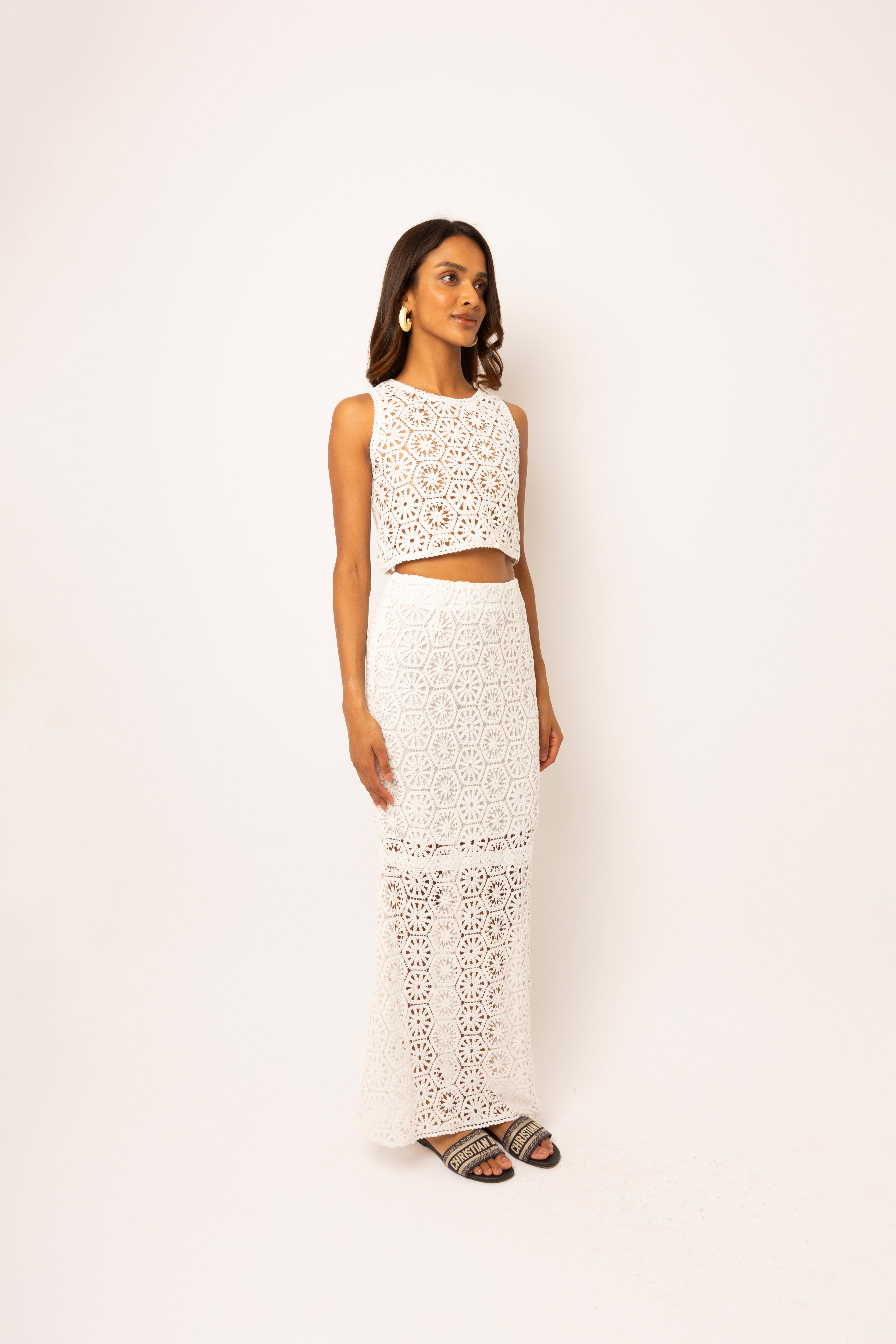 Capri Crochet Lace Maxi Skirt