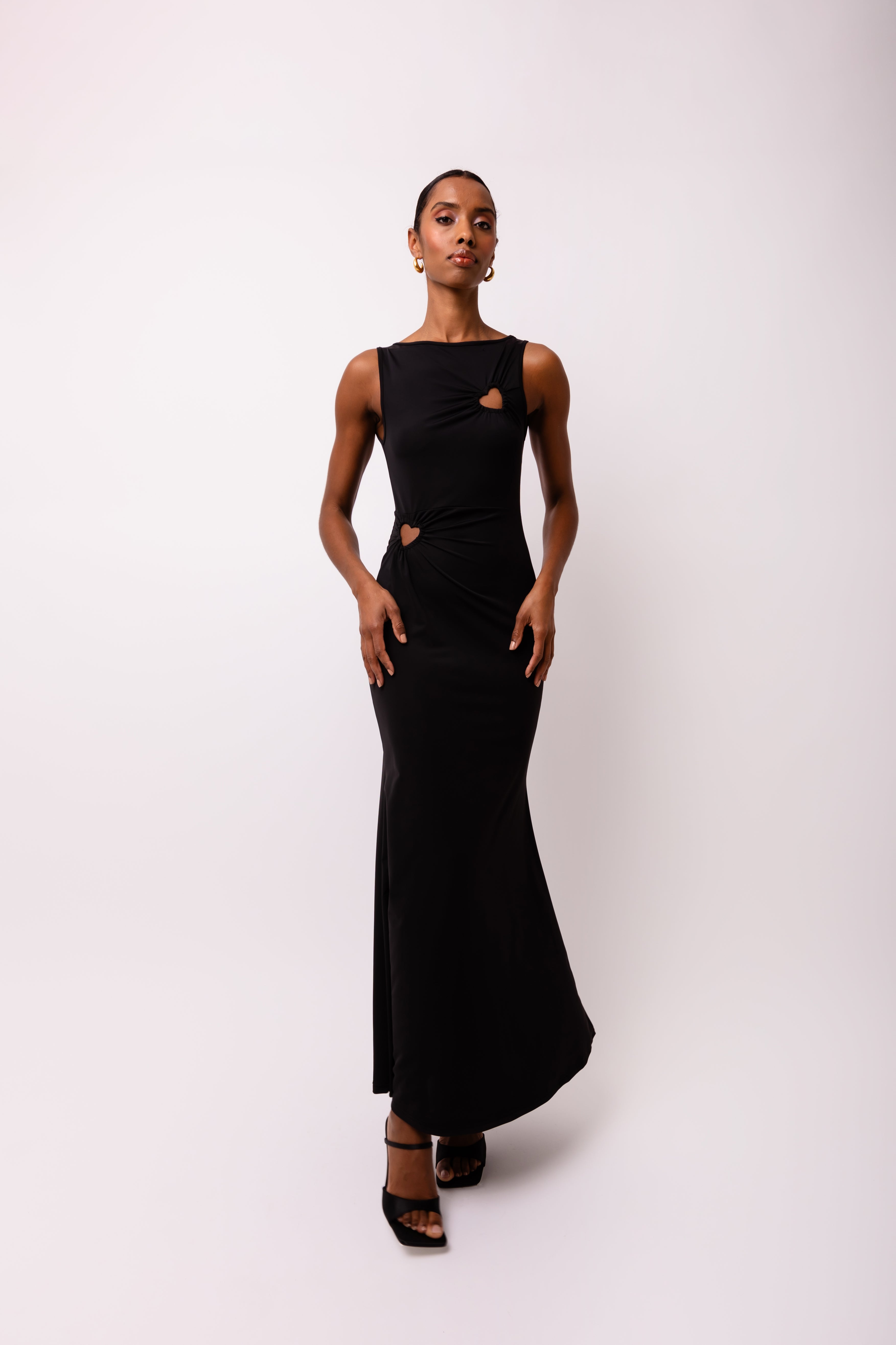 Harlie Black Sleeveless Cut Out Maxi Dress | AMYLYNN
