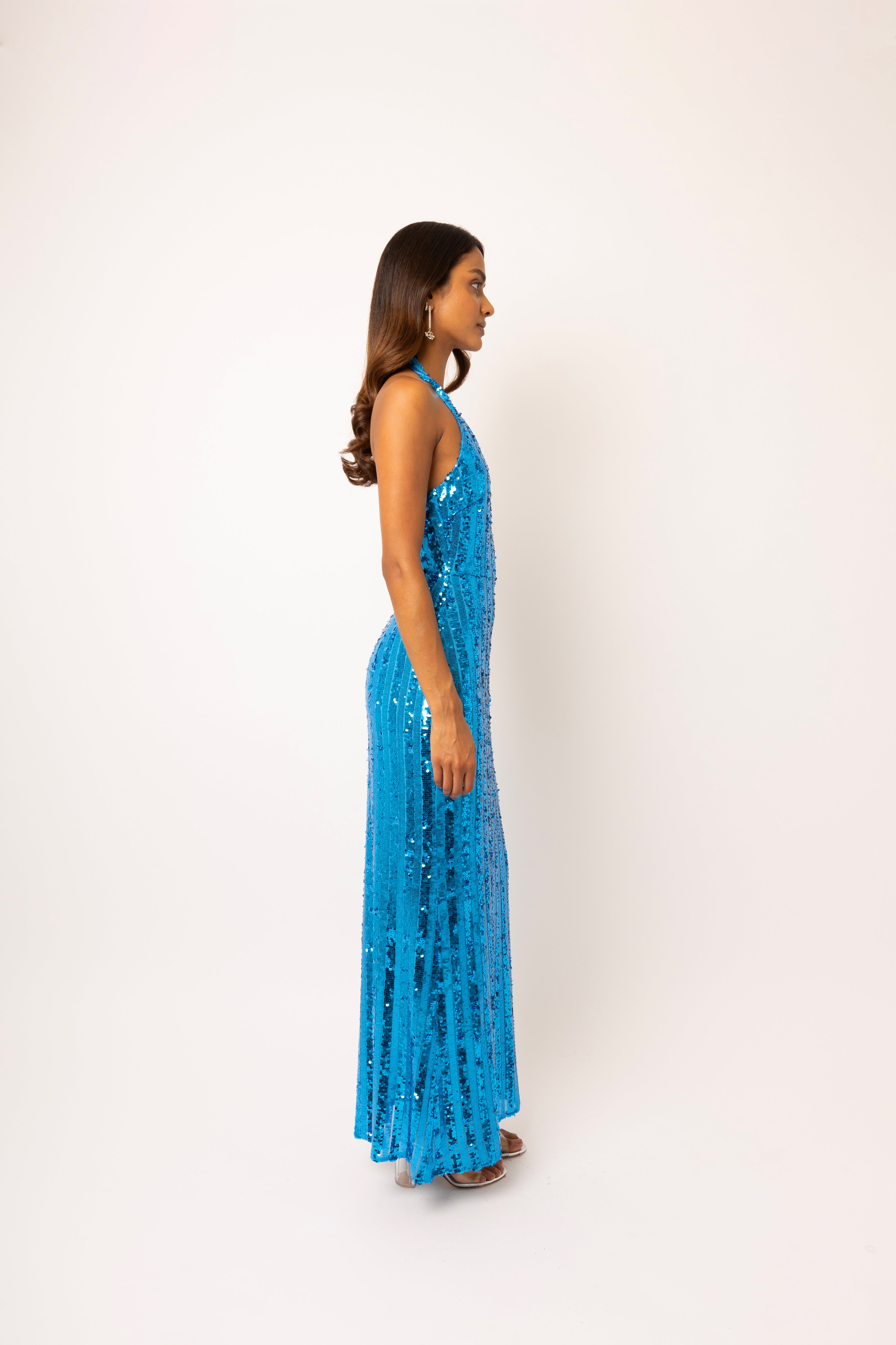 Shiloh Blue Sequin Maxi Dress