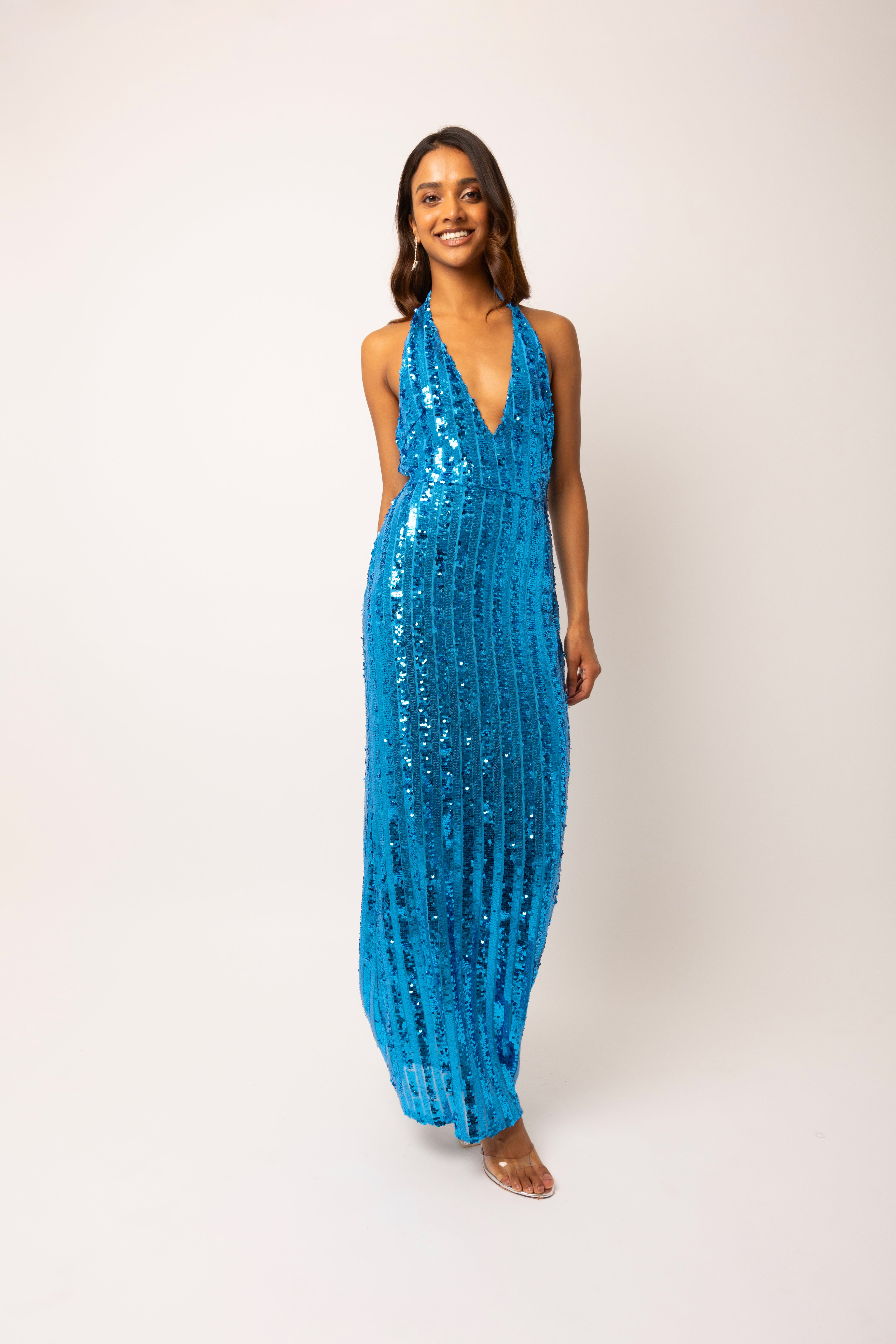 Shiloh Blue Sequin Maxi Dress