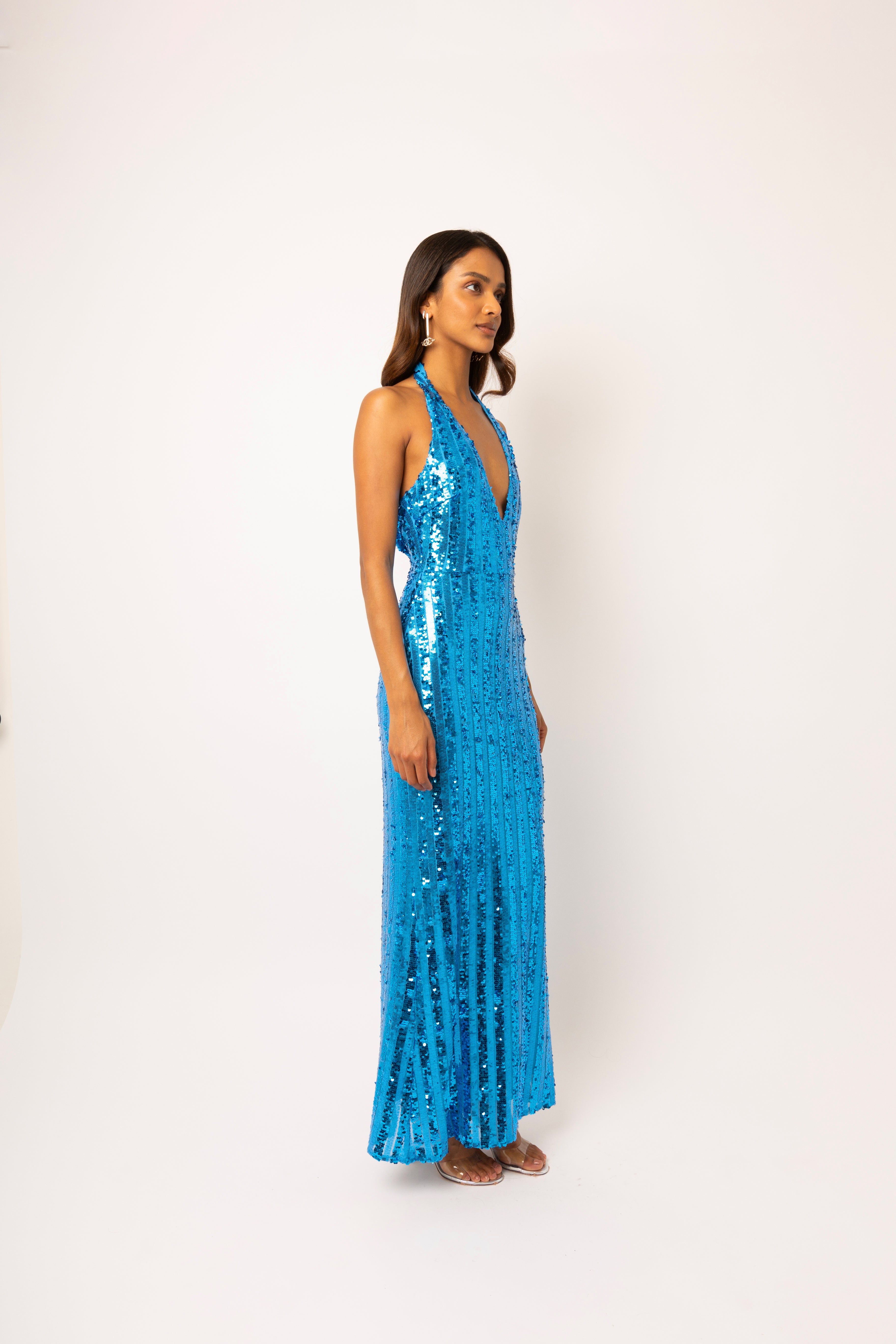 Shiloh Blue Sequin Maxi Dress